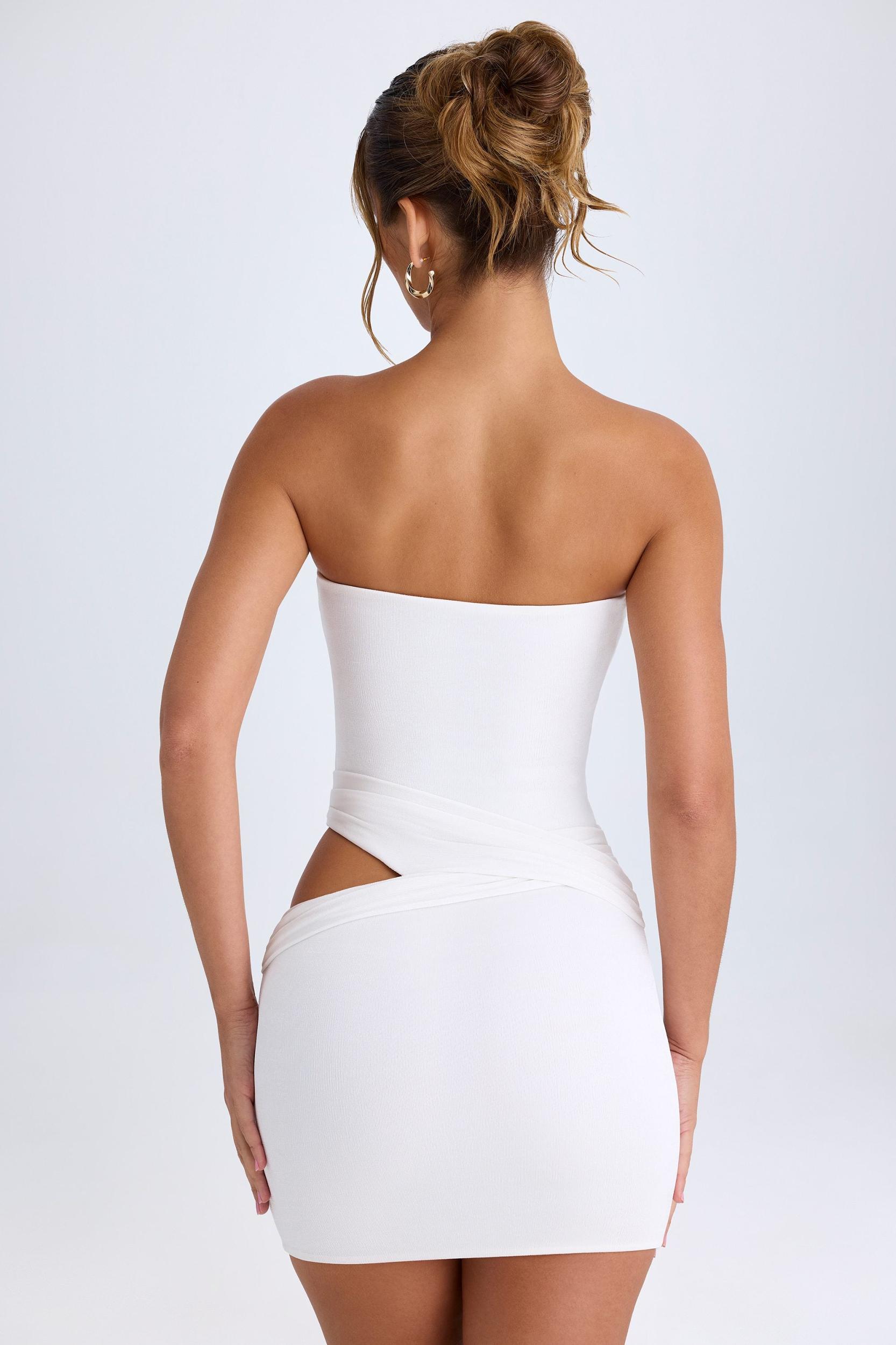 Cut-Out Bandeau Mini Dress in White Product Image