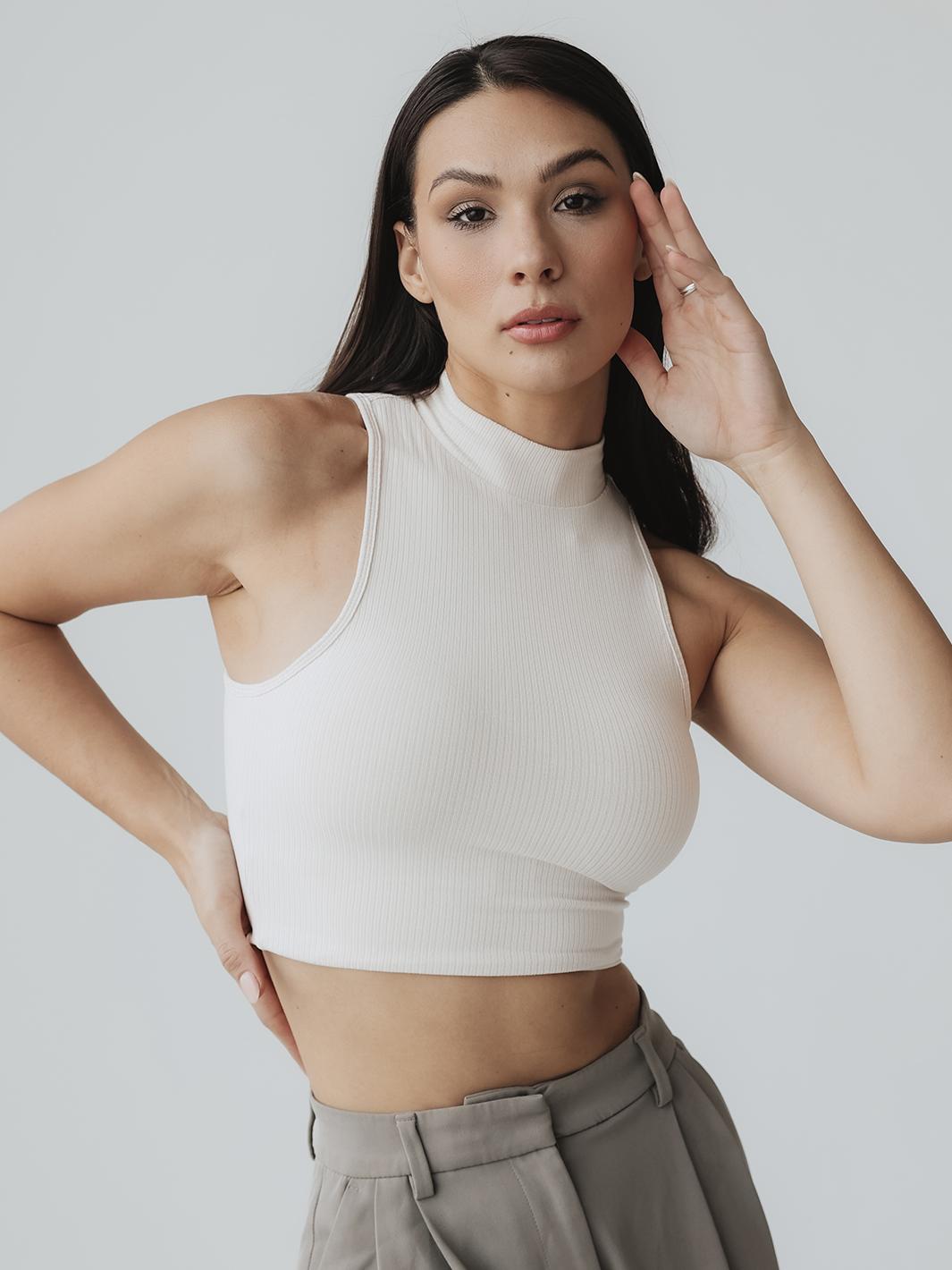 Ribbed Mock Neck Brami (Crop) Product Image