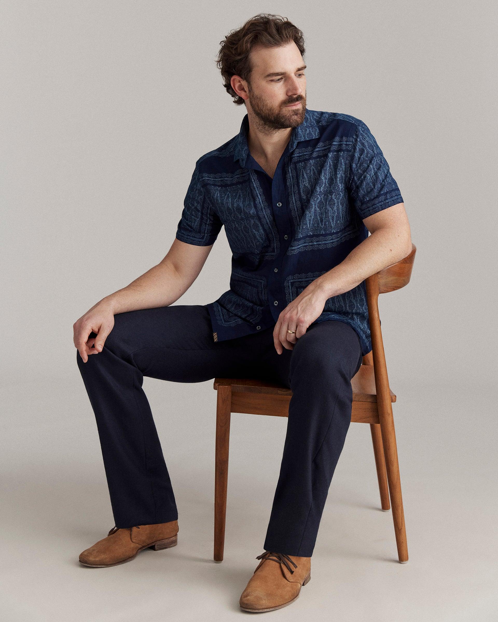 Short Sleeve Indigo Treme Shirt -  Product Image
