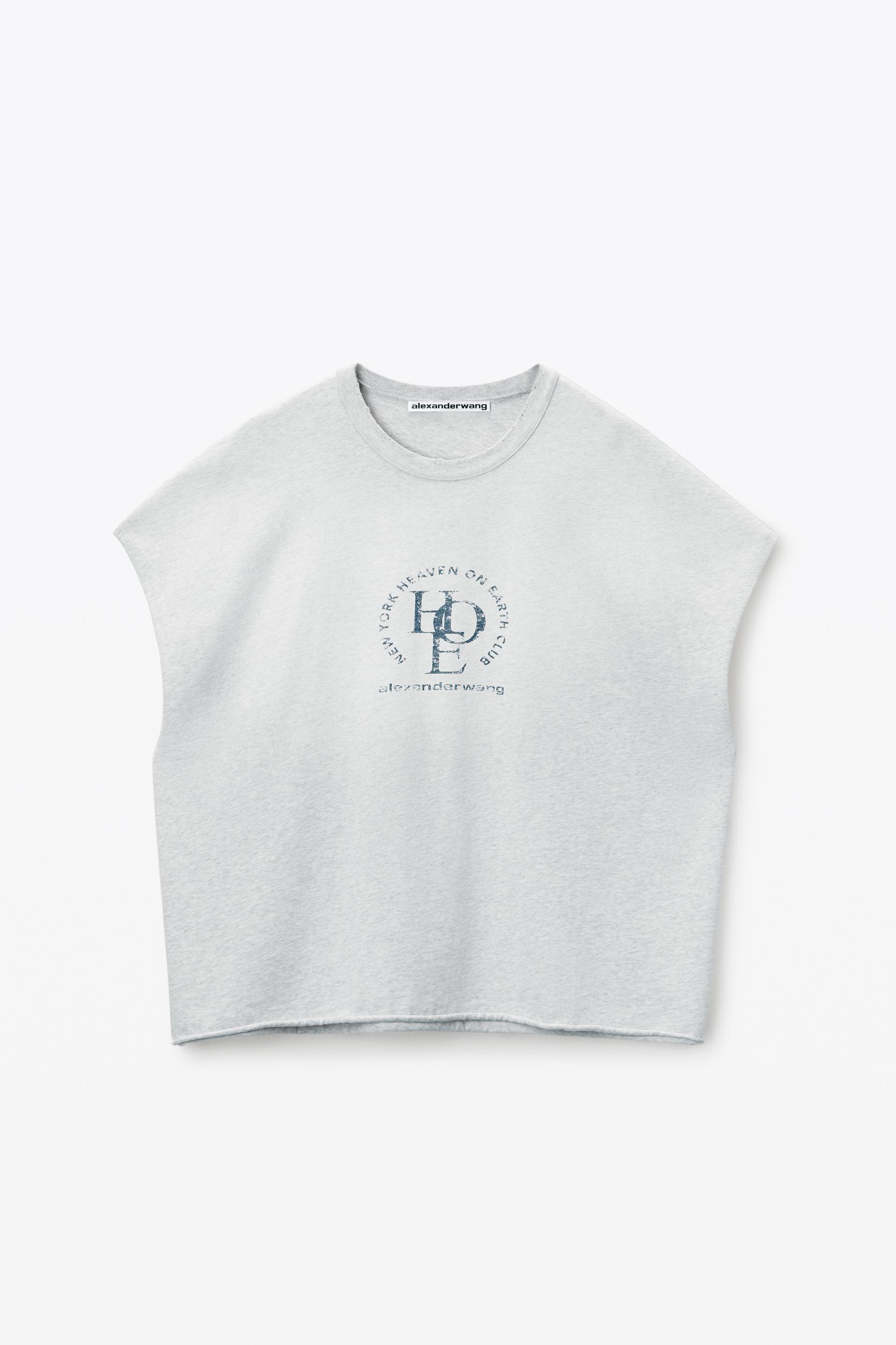 Unisex Distressed Logo Oversized Cotton Muscle Tee Product Image