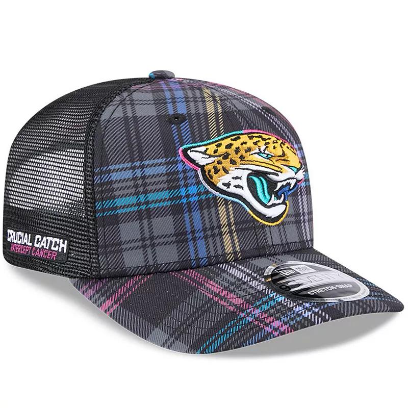 Men's New Era Black Jacksonville Jaguars 2024 NFL Crucial Catch Plaid 9SEVENTY Trucker Snapback Hat Product Image
