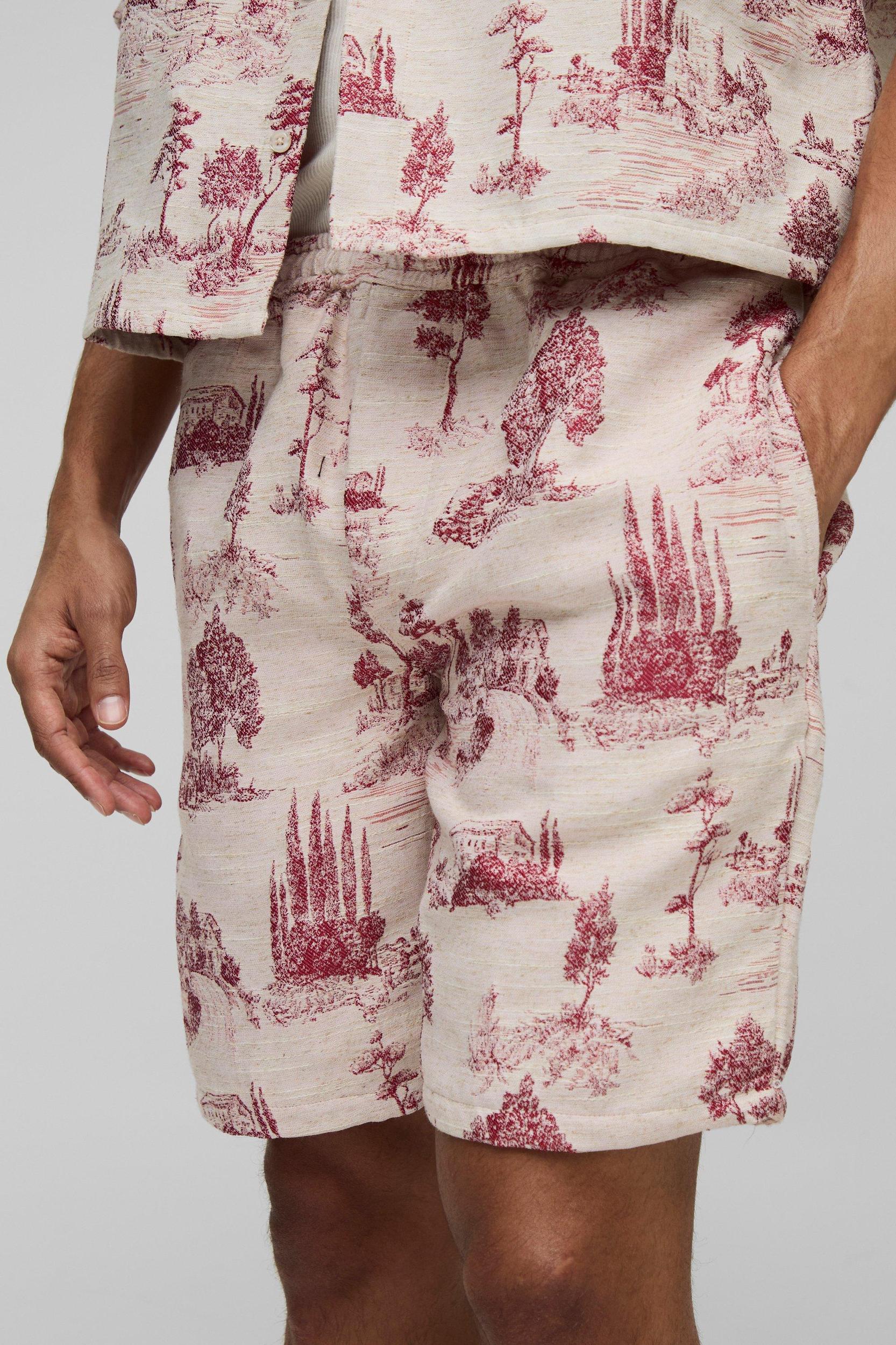 Relaxed Fit Tapestry Short | boohooMAN USA Product Image