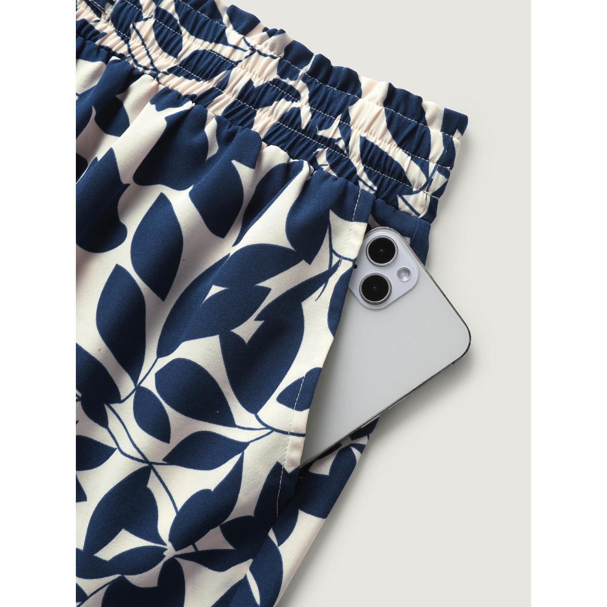 Plus Size Silhouette Flower Waist-Tie Jogger Pants Women Indigo Leisure Loose Mid Rise Casual Pants BloomChic 28/5X Product Image