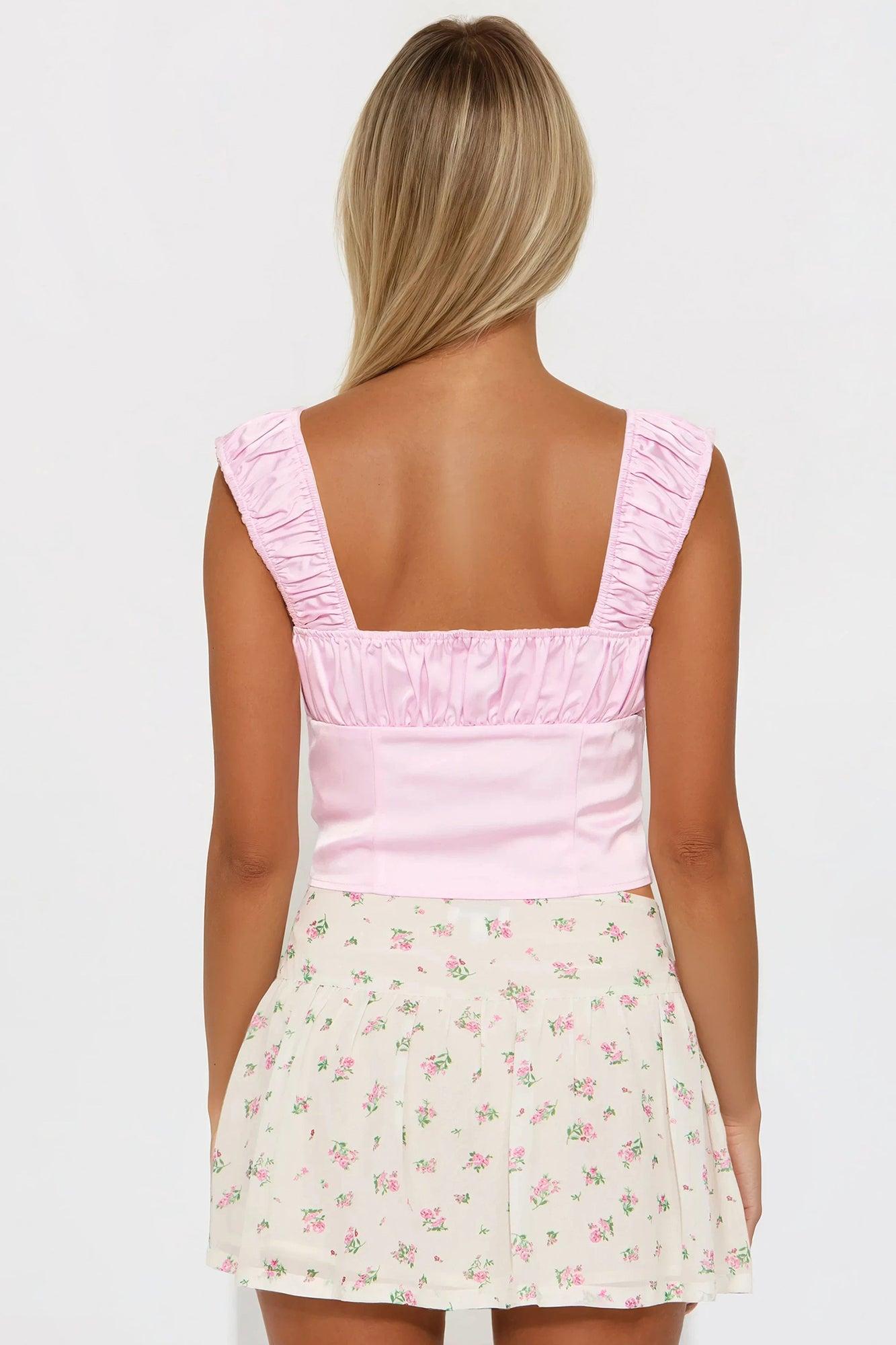 Sincerely Yours Satin Corset Top - Pink Product Image