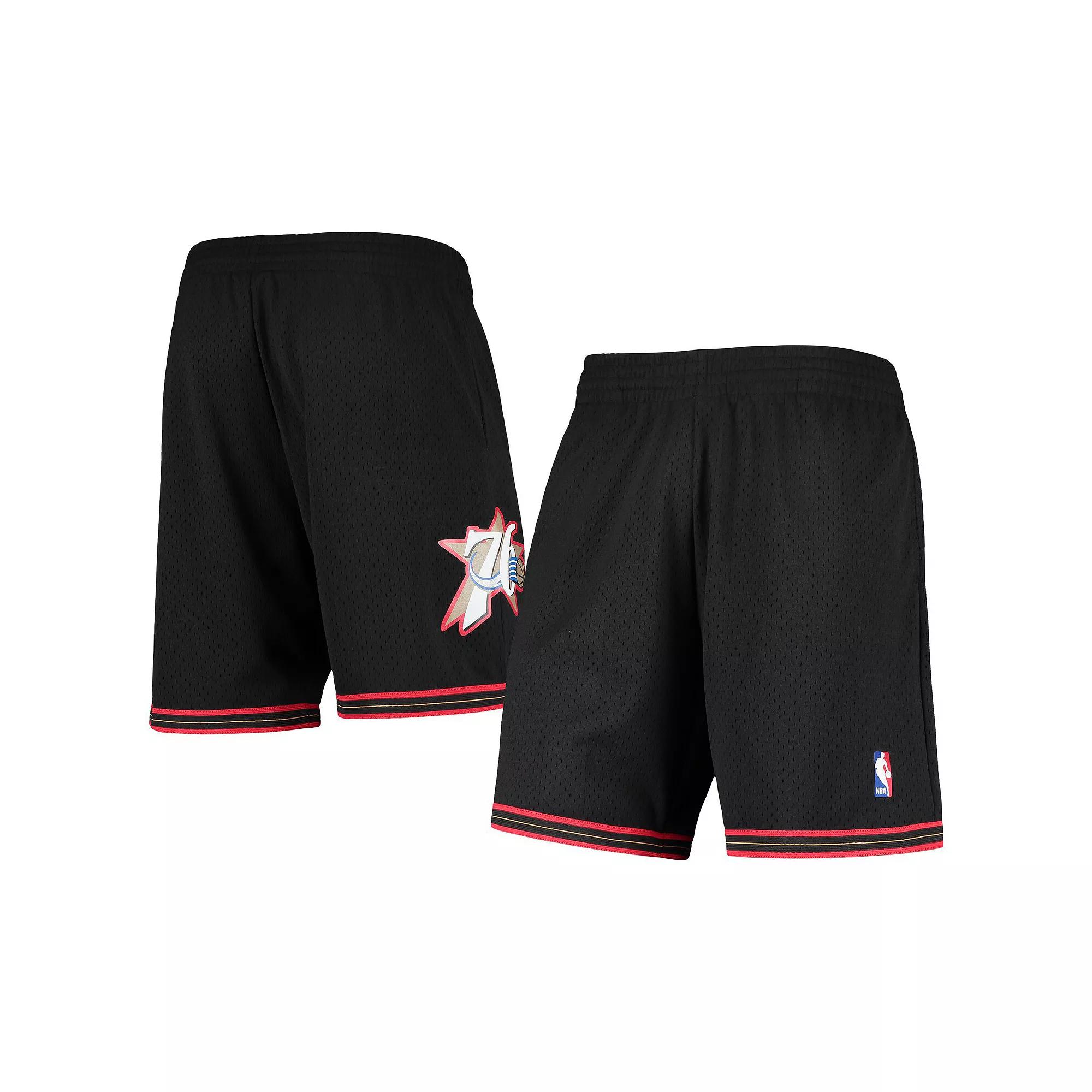 Men's Mitchell & Ness Black Philadelphia 76ers Primary Team Logo Hardwood Classics Swingman Shorts, Size: 2XL, 76r Black Product Image