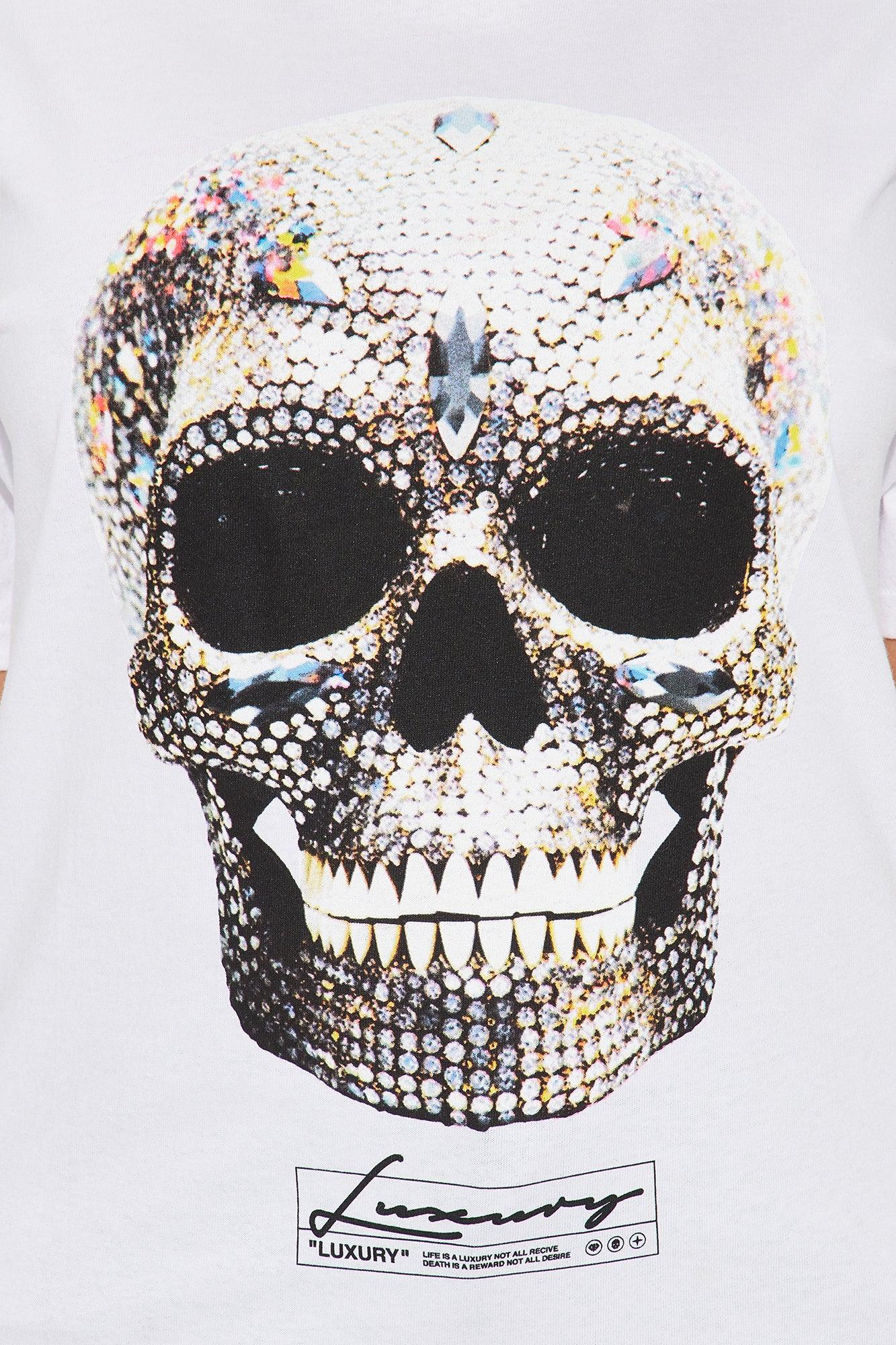 Made Of Diamonds Skull Graphic Tee - White Product Image
