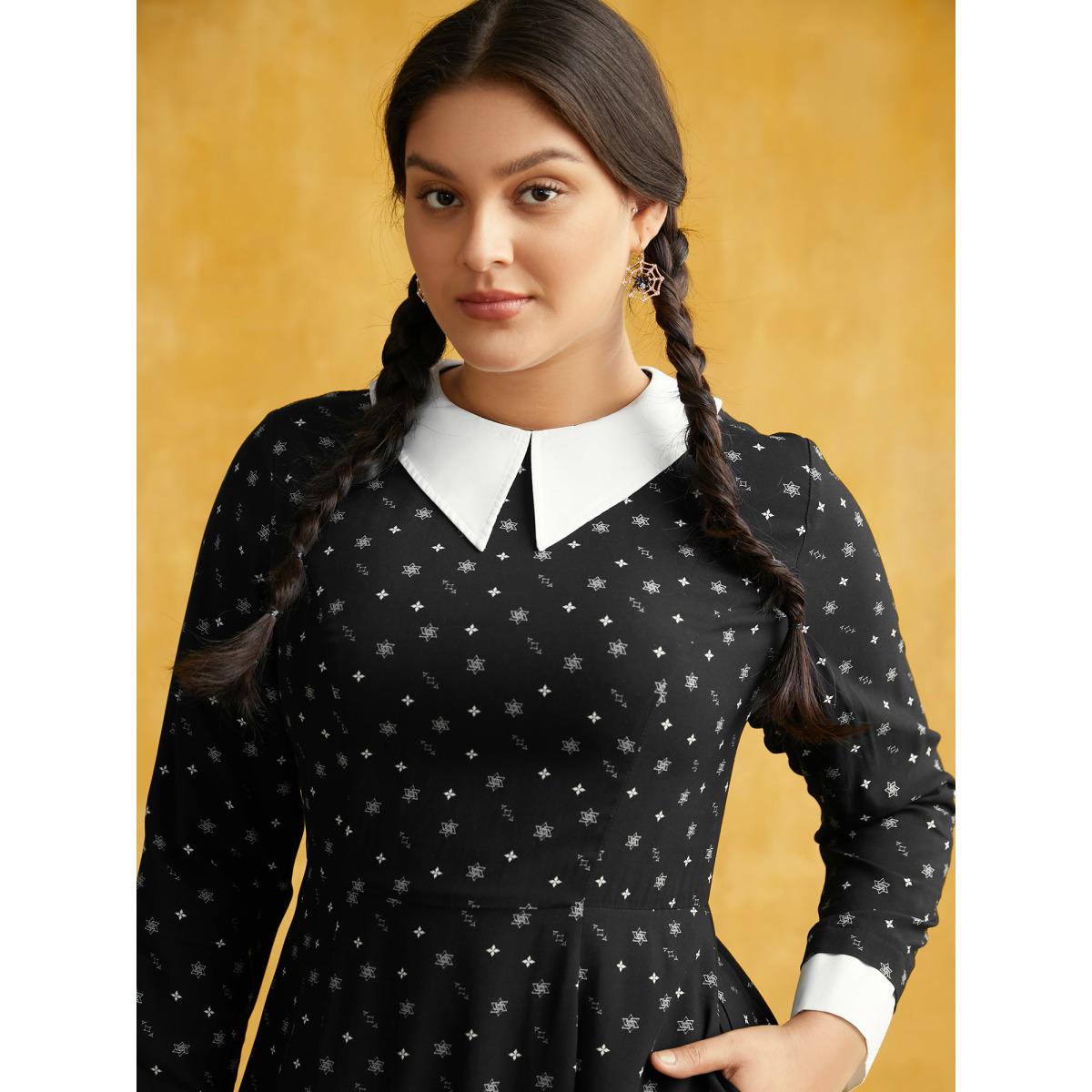 Plus Size Dark Whispers A-line Midi Dress Black Women Cocktail Contrast Party Curvy Bloomchic 18-20/2X Product Image