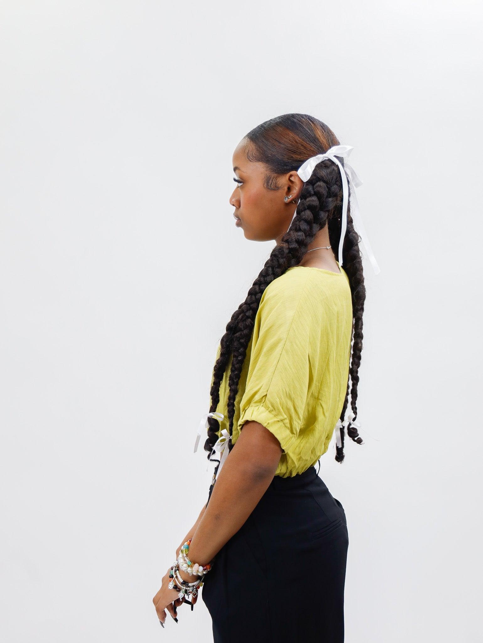 Miou Muse Textured Fabric Top with Button Detail on Back - Lemon Grass Product Image