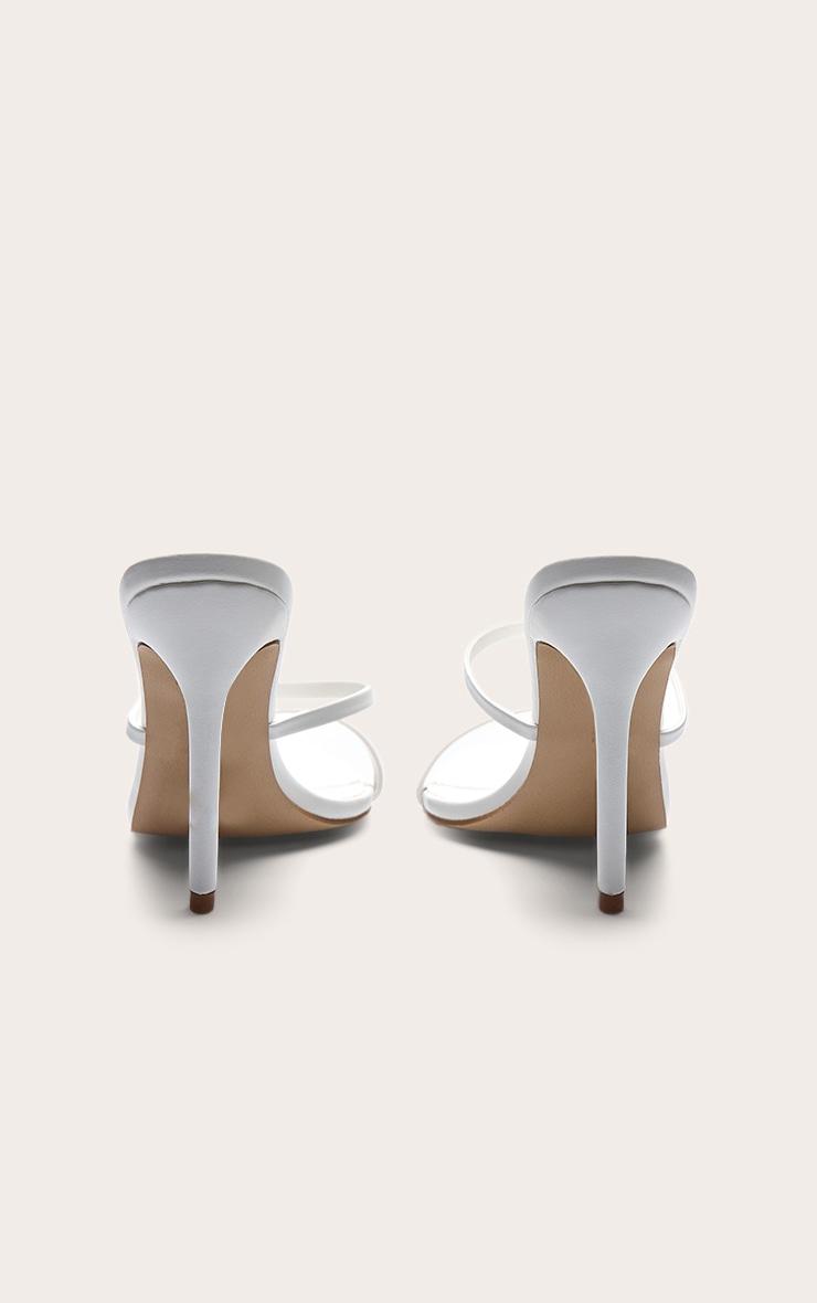 White Pu Point Toe High Stiletto Heel Sandals Product Image