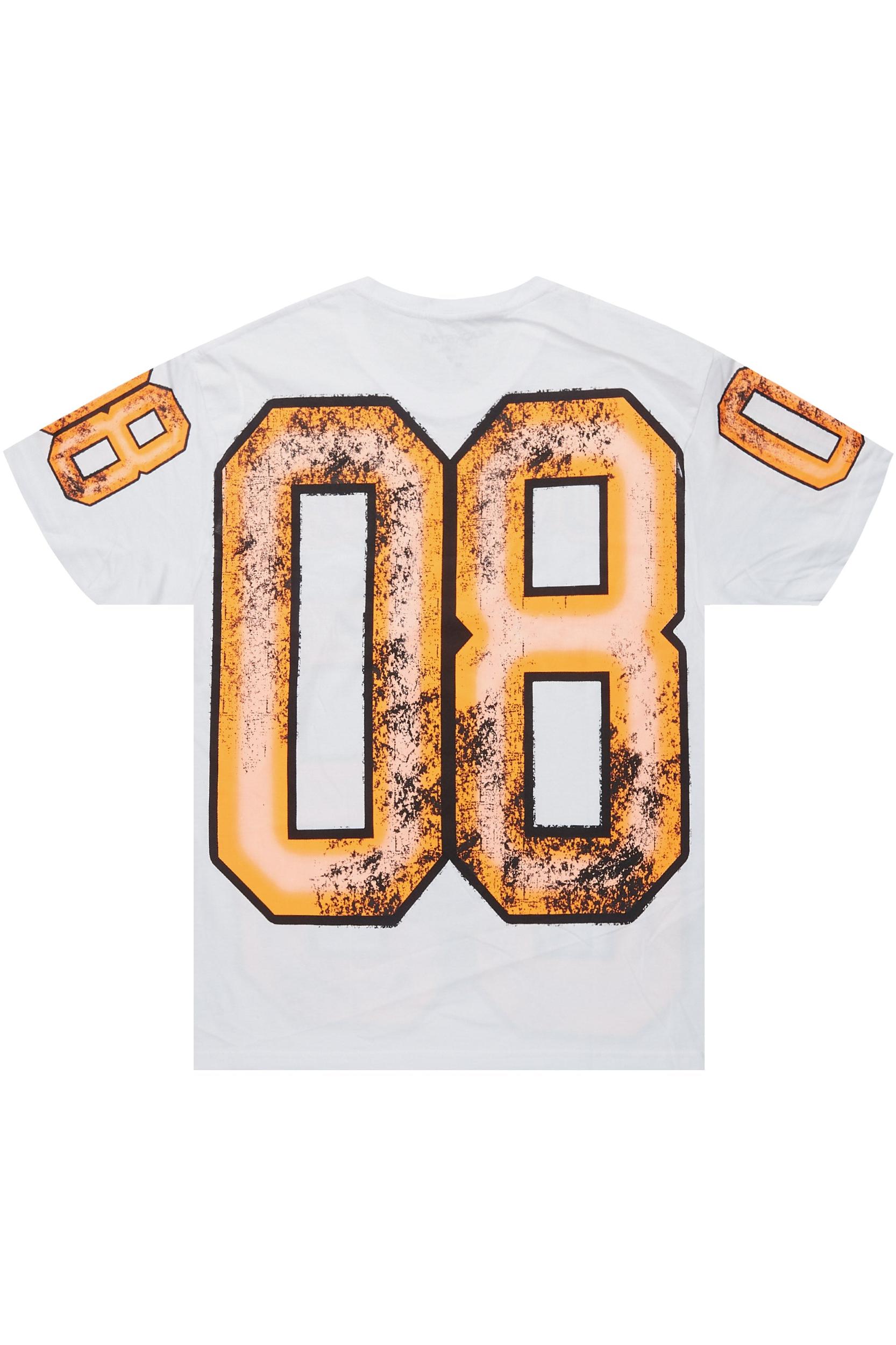Fields White/Orange Oversized Graphic T-Shirt Male Product Image