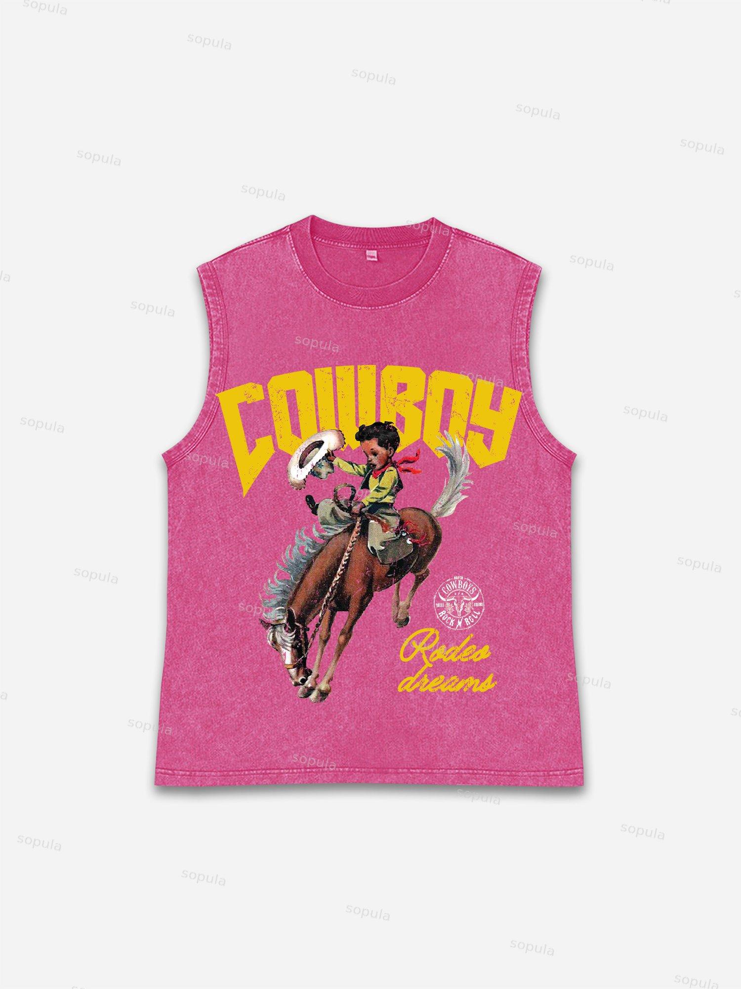 Sopula Cowboy Rodeo Dreams Print Wash Tank Top Product Image