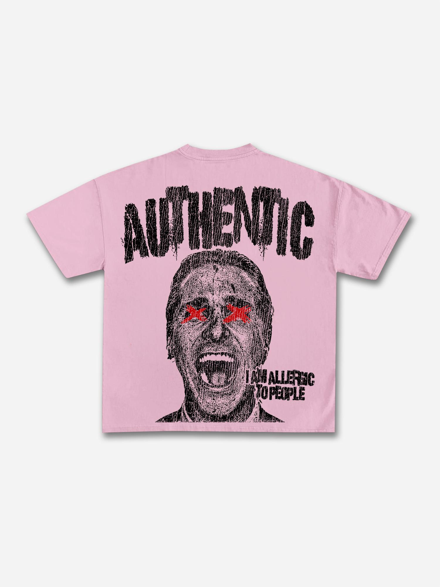 I Am Allergic To People Fun Portrait Print Cotton T-shirt Product Image