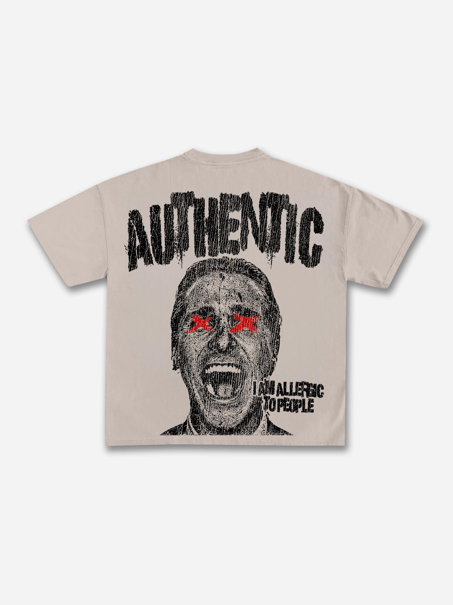 I Am Allergic To People Fun Portrait Print Cotton T-shirt Product Image