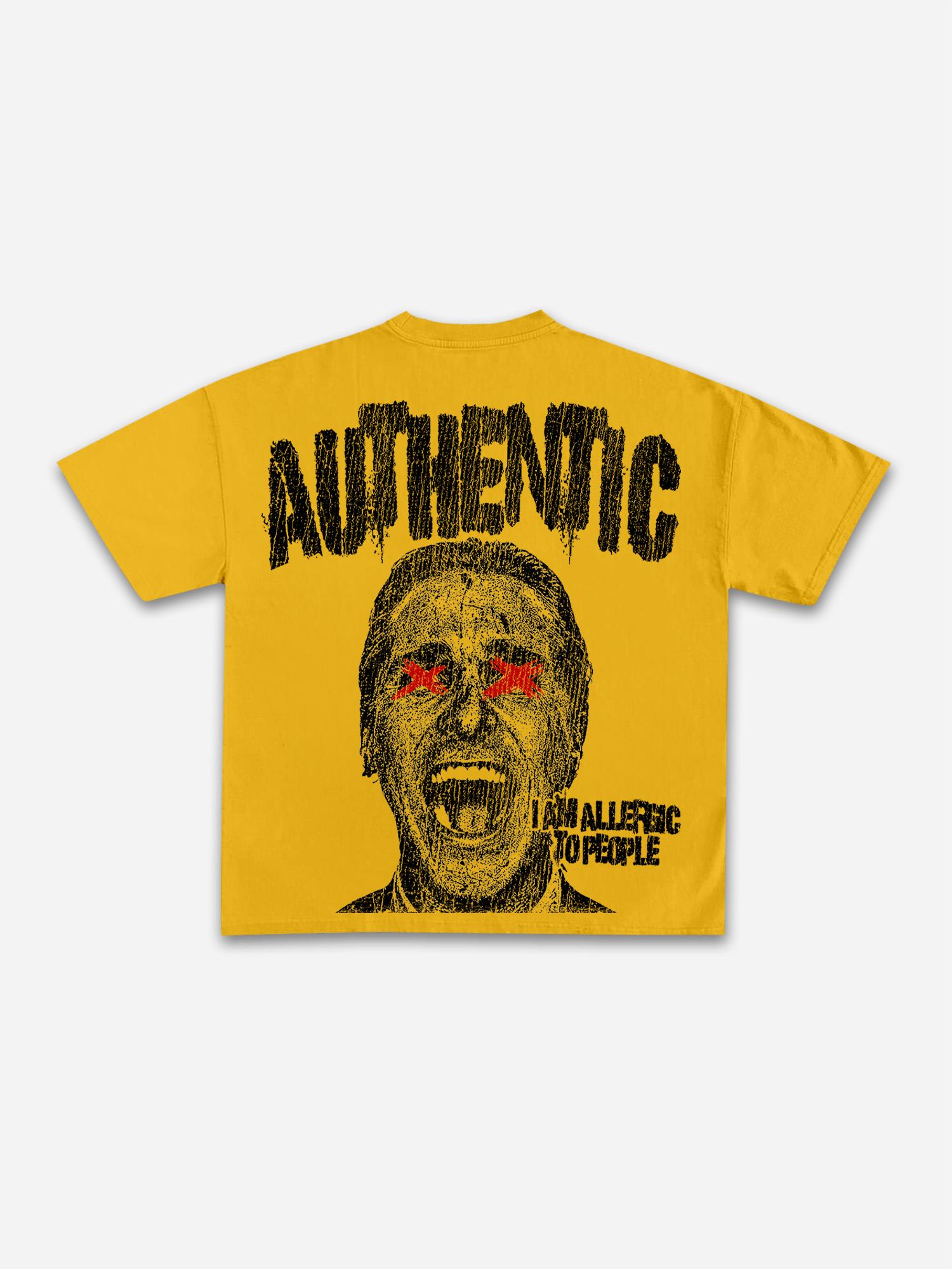 I Am Allergic To People Fun Portrait Print Cotton T-shirt Product Image