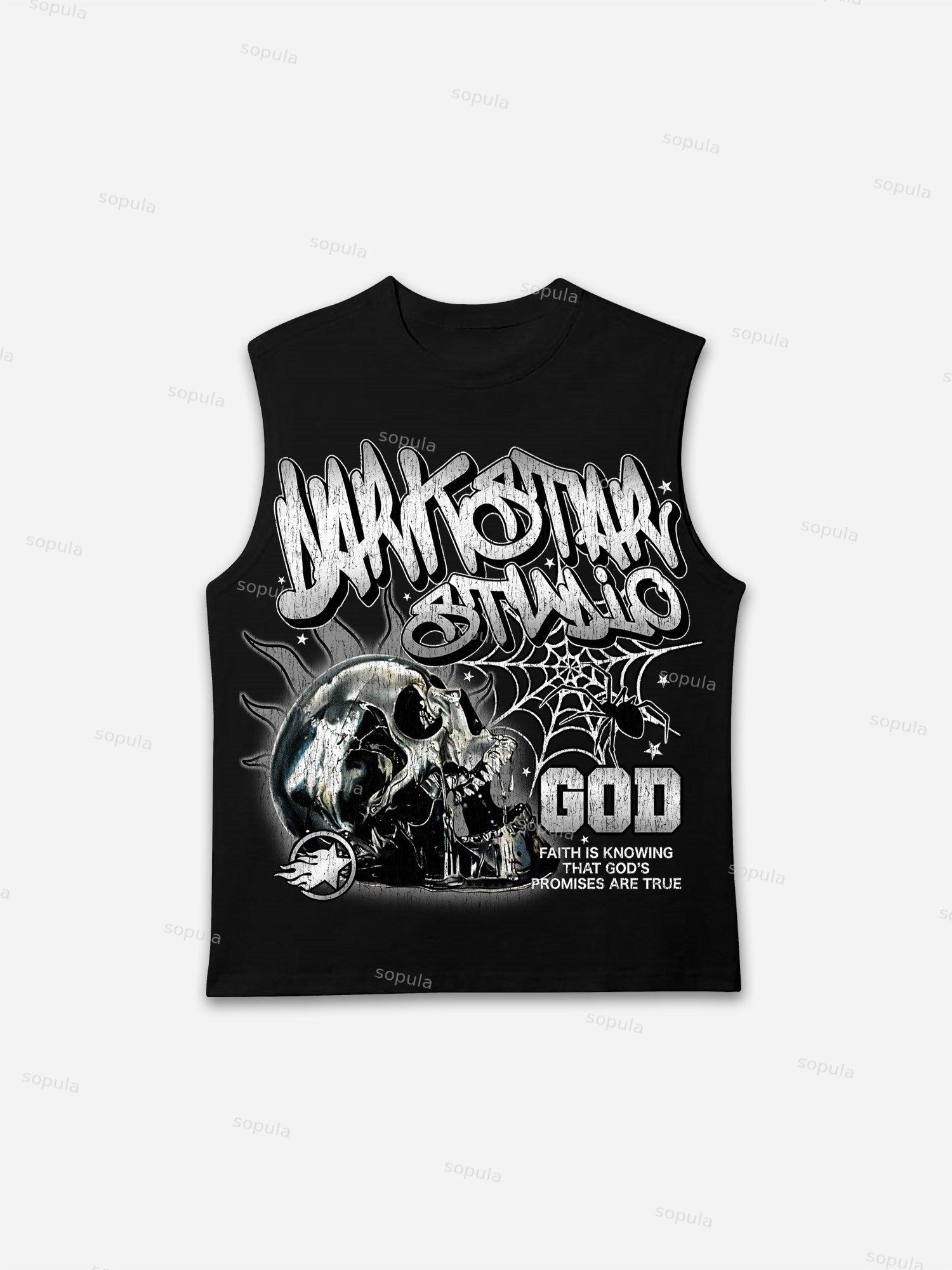 Sopula Darkstar God's Skull Graphic Cotton Tank Top Product Image