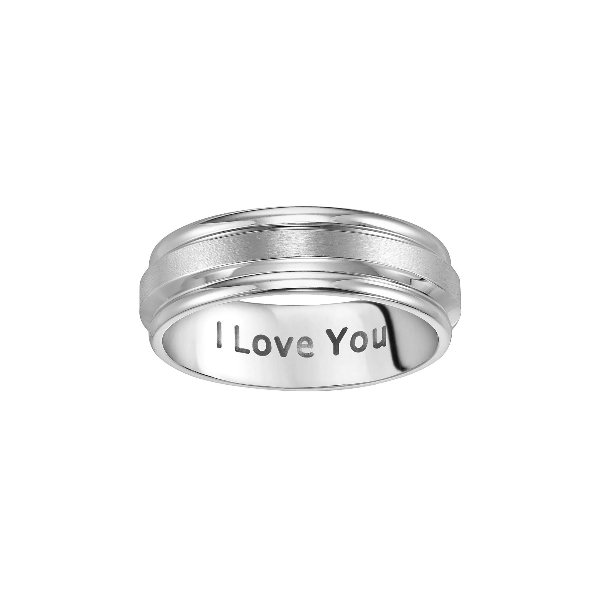 AXL Stainless Steel I Love You Men's Wedding Band, Size: 12, Grey Product Image