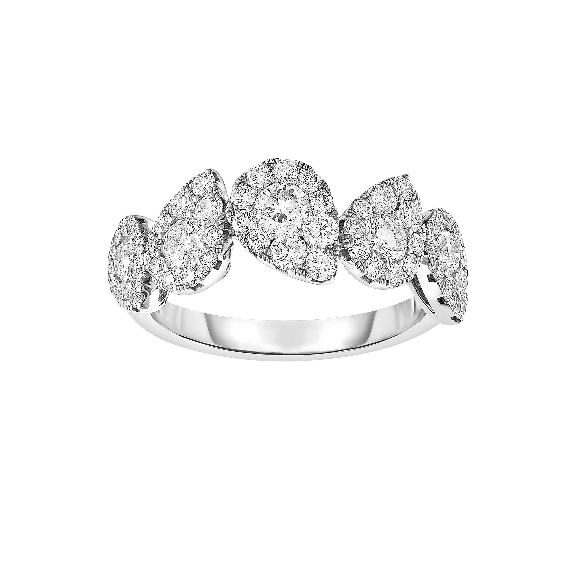 14k White Gold 1 Carat T.W. Diamond Pear Composite Fashion Ring, Women's, Size: 7 Product Image