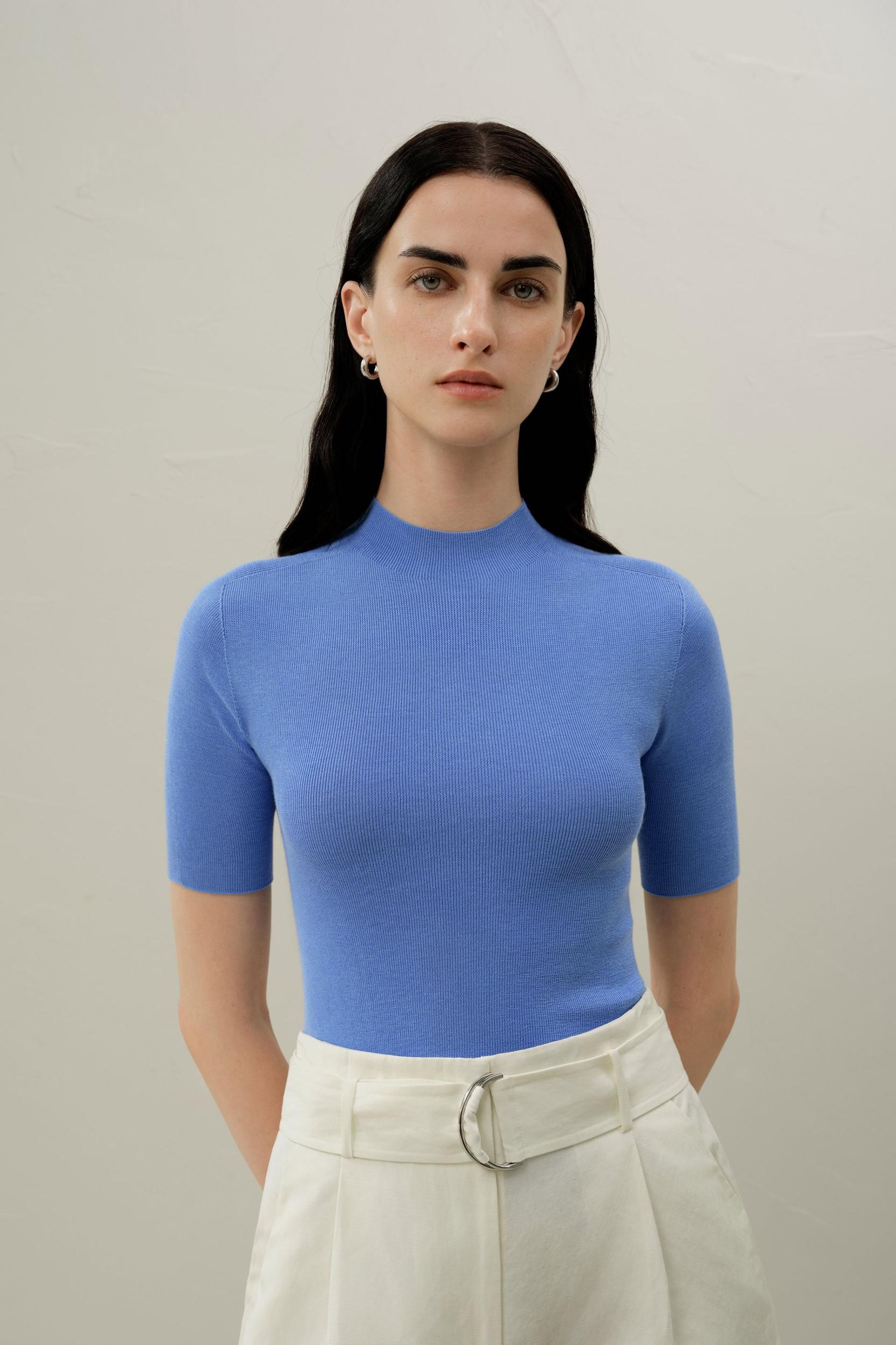 Seamless Silk-Cotton Slim-Fit Knit Top Product Image