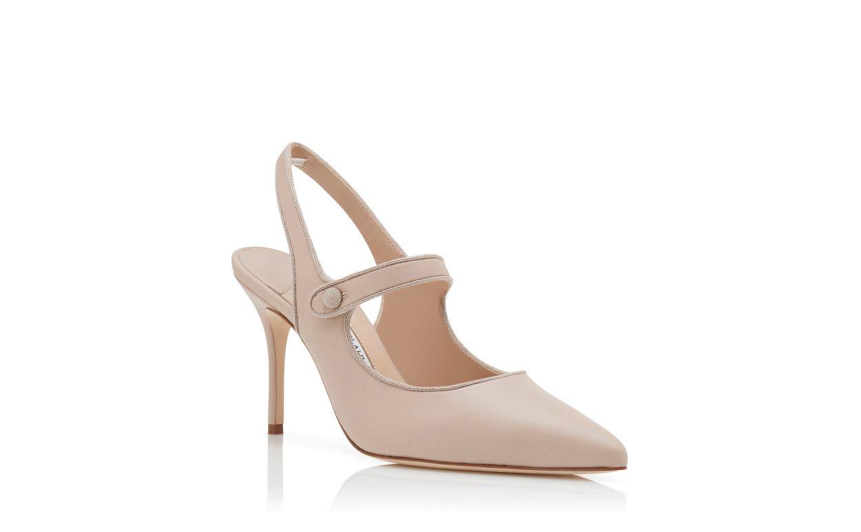 CAMPARISLI Beige Nappa Leather Pointed Toe Slingback Pumps Product Image
