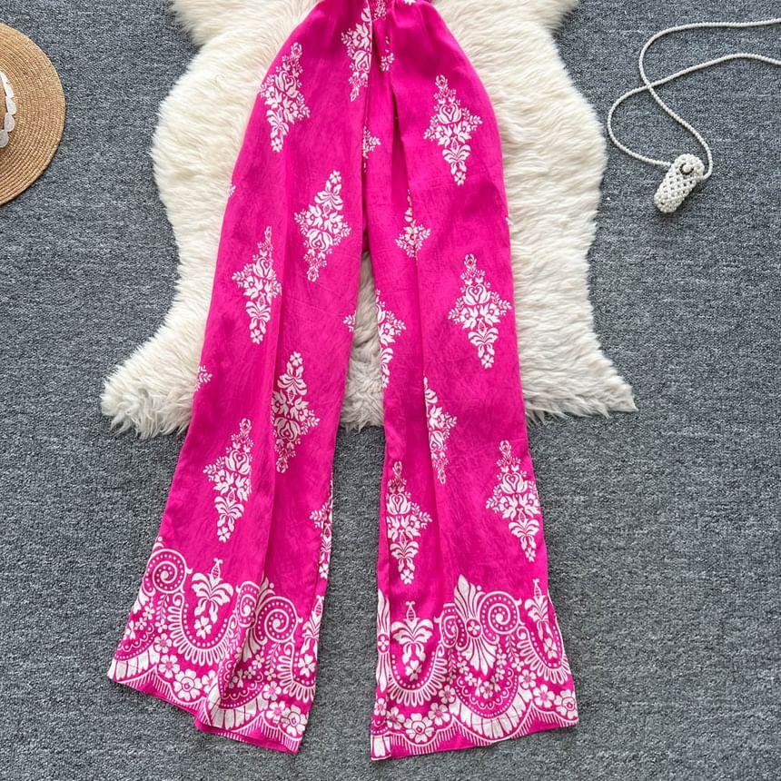 Sleeveless Pattern Wide Leg Jumpsuit Product Image