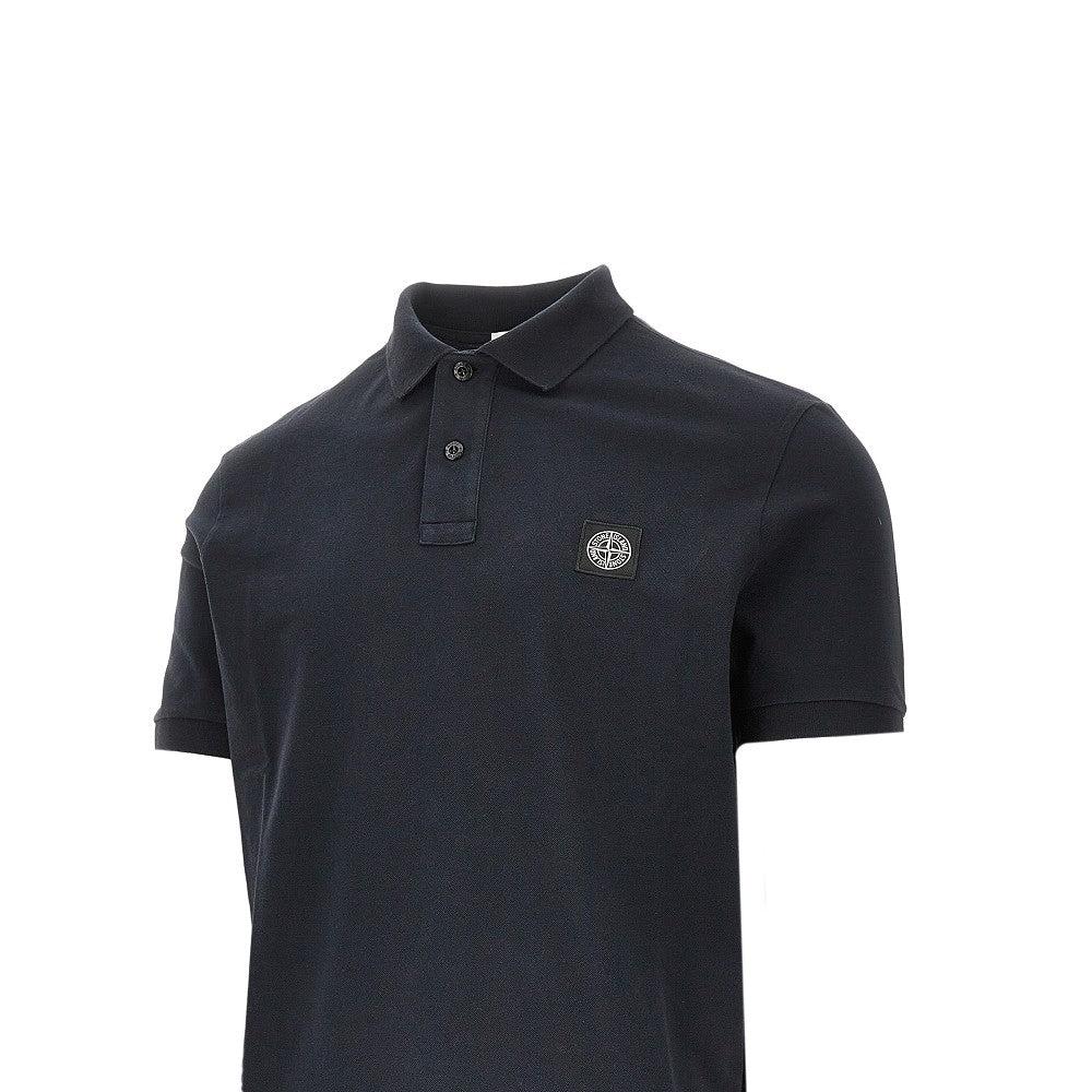 STONE ISLAND Mens Black Brand-patch Regular-fit Stretch-cotton Polo Shirt Xl Product Image