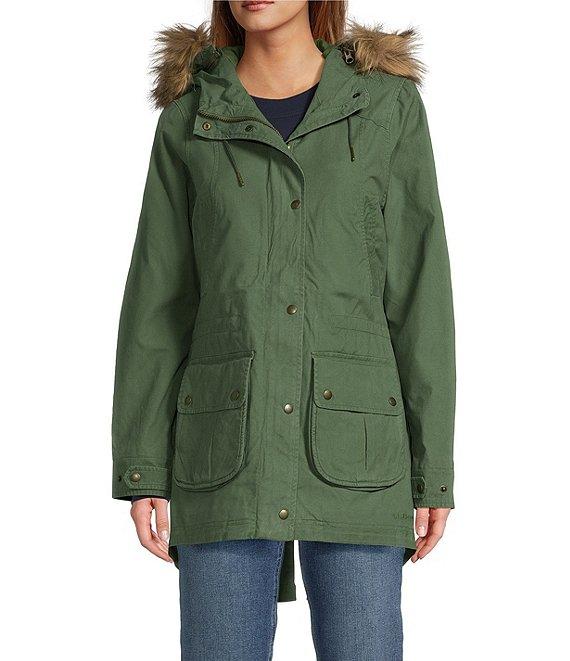 L.L.Bean East End Insulated Faux Fur Hood Drawcord Neck Long Sleeve Snap Front Patch Pocket Parka Product Image