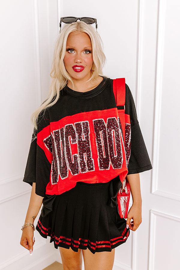 It's a Touch Down Sequin Oversized Tee in Black Product Image