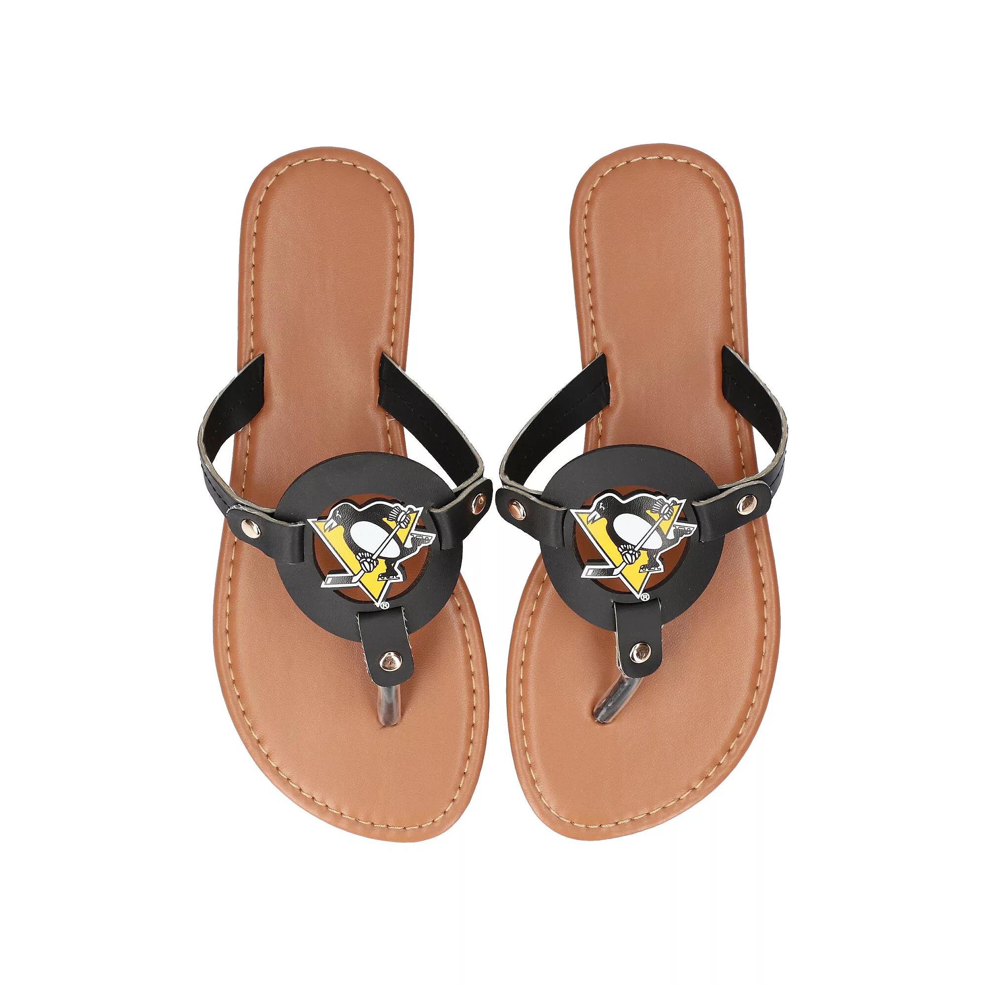 Women's Pittsburgh Penguins Die-Cut Logo Flip Flops, Size: XL, Black Product Image