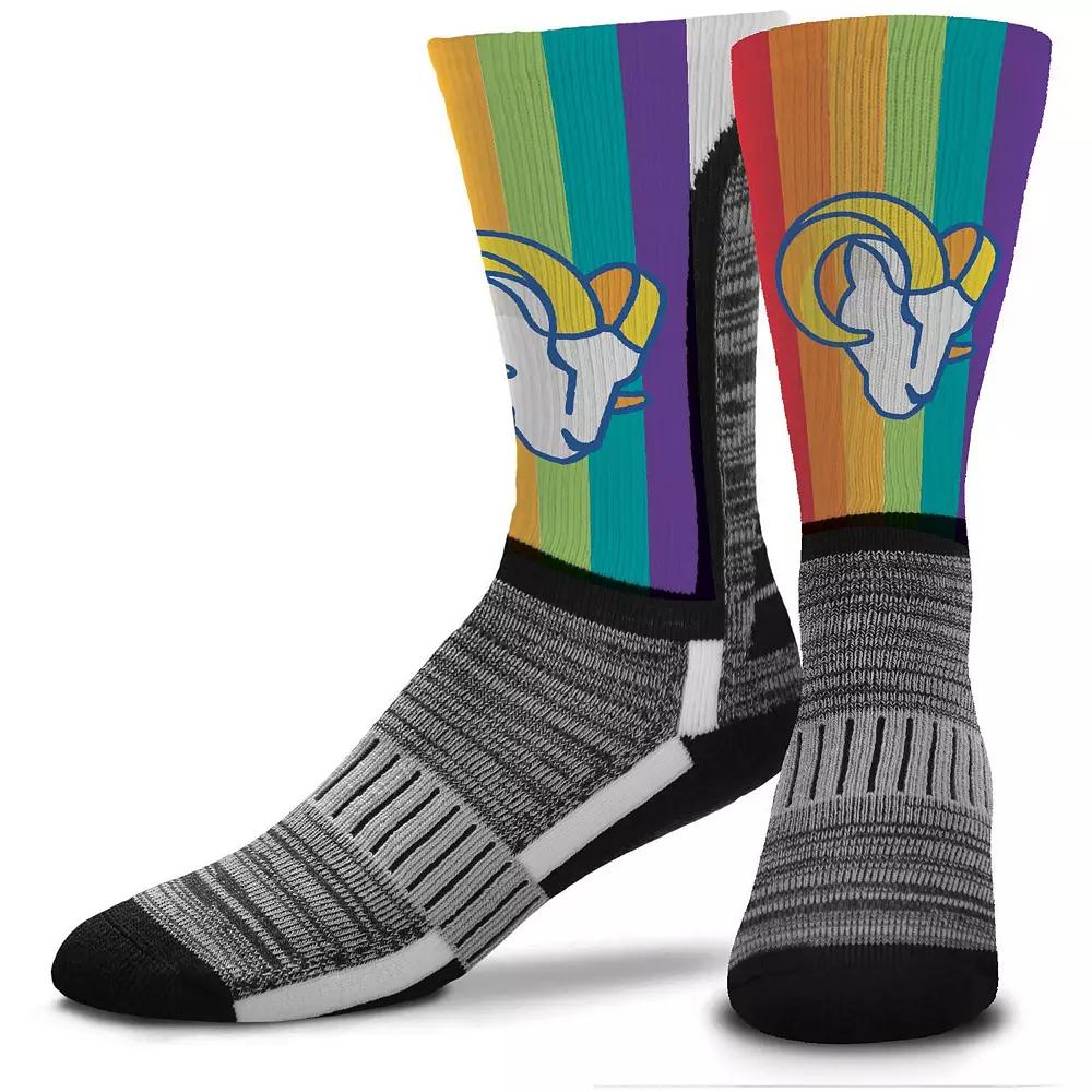 Men's For Bare Feet Los Angeles Rams V-Curve Rainbow Crew Socks, Size: Large, Team Product Image