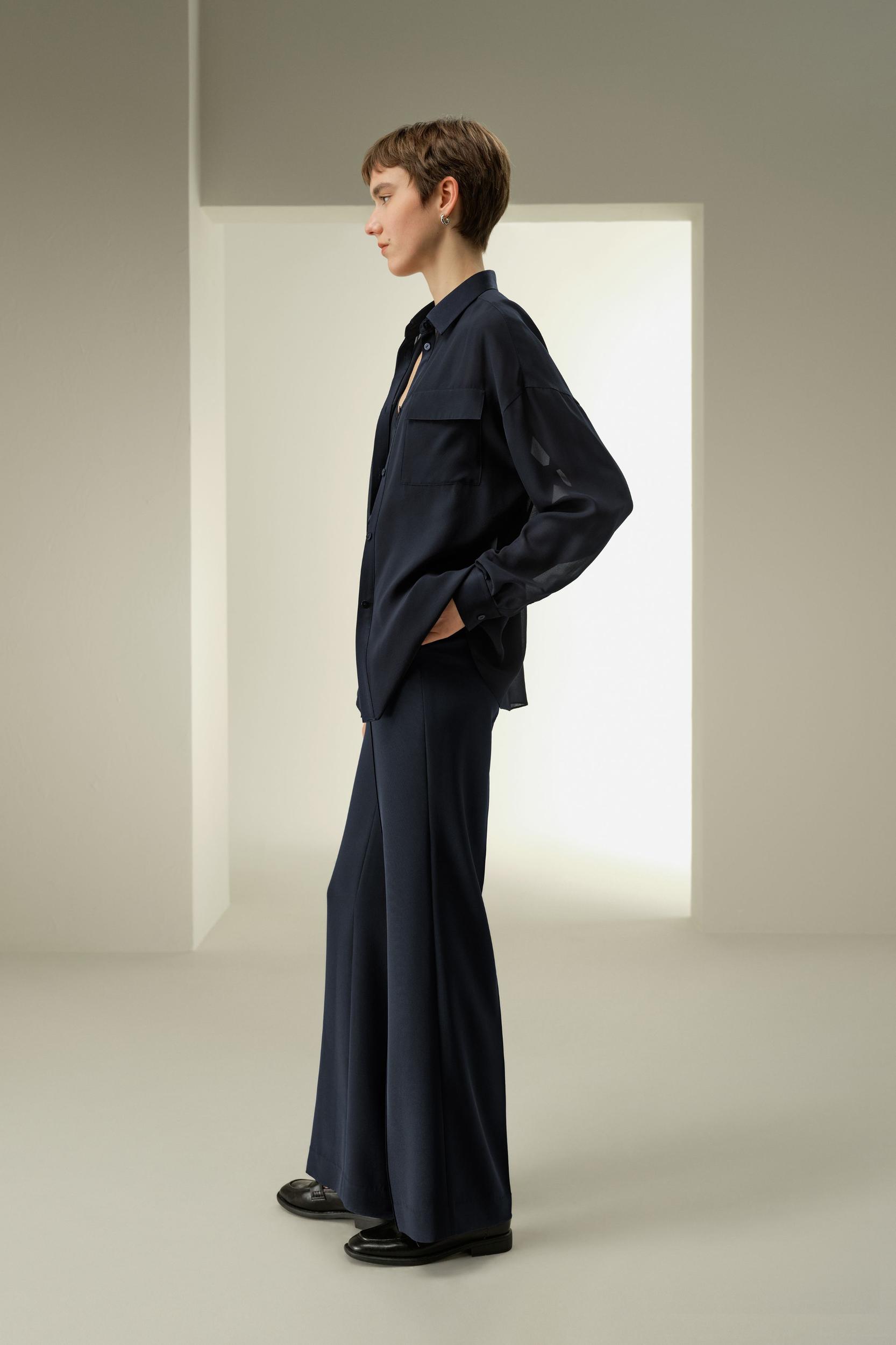 Semi-Sheer Silk Chiffon Blouse Product Image