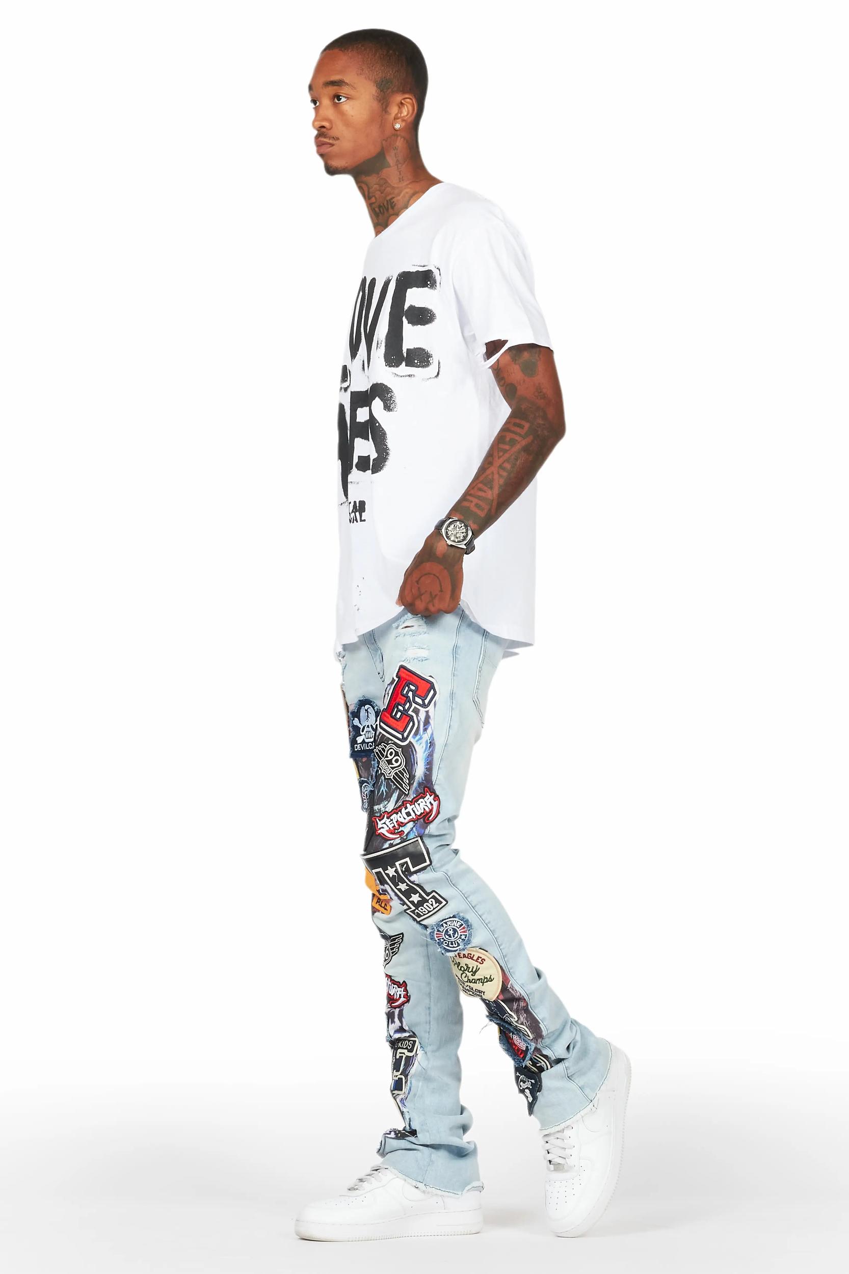 Banyan White Graphic Oversized T-Shirt Male Product Image