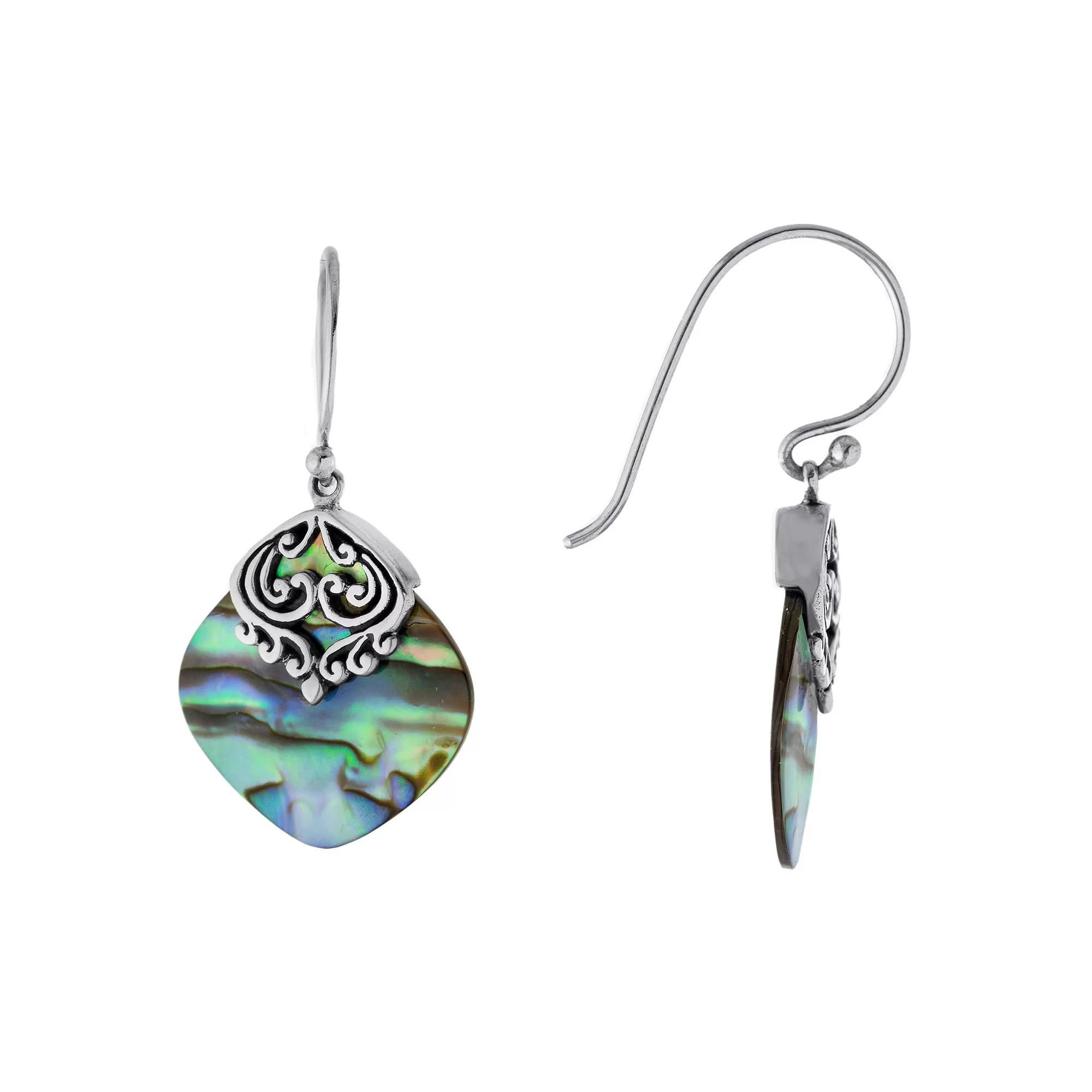 Main and Sterling Oxidized Sterling Silver Abalone Filigree Drop Earrings, Women's, Silver Tone Product Image
