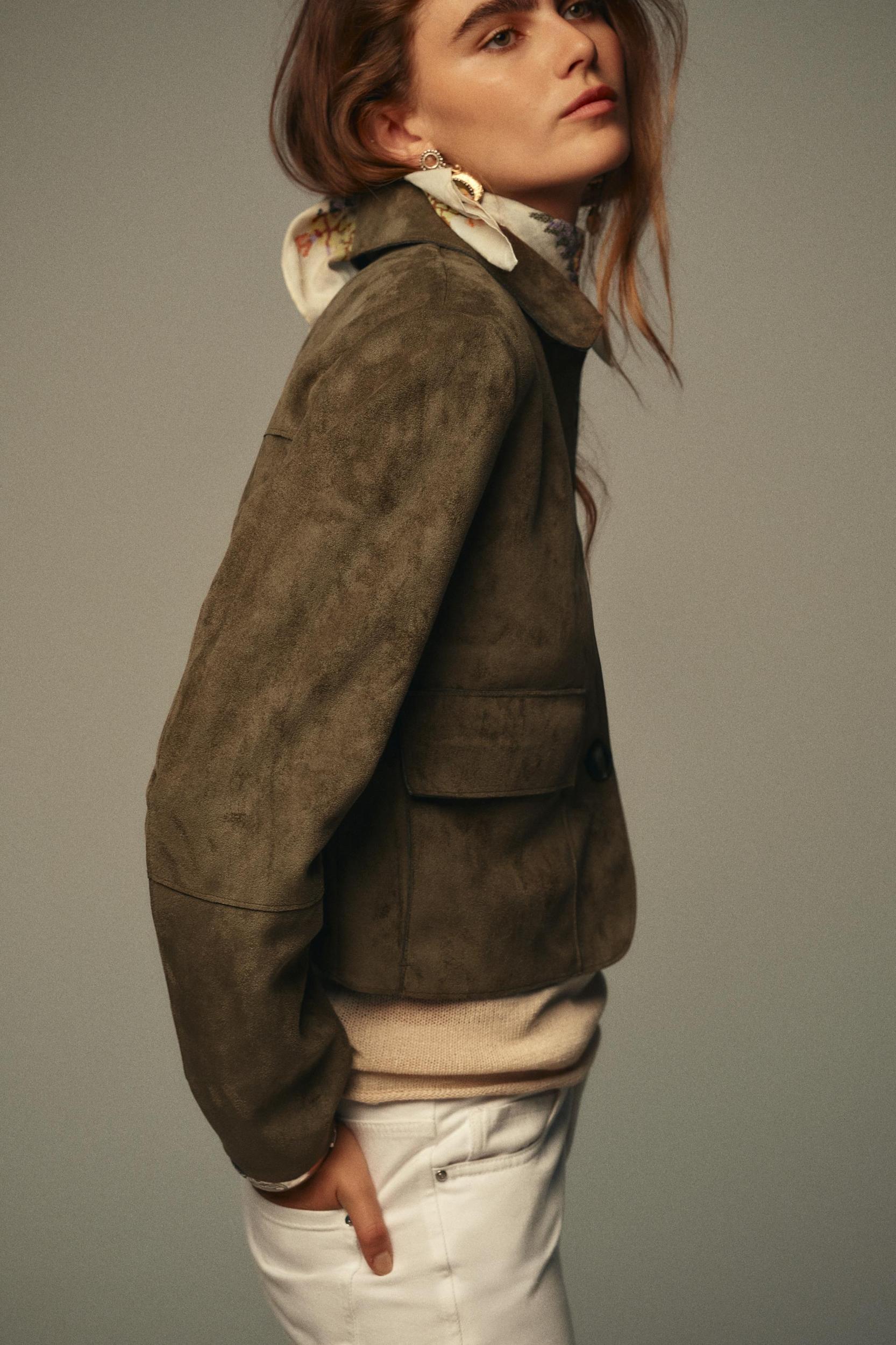 FAUX SUEDE CROPPED JACKET Product Image