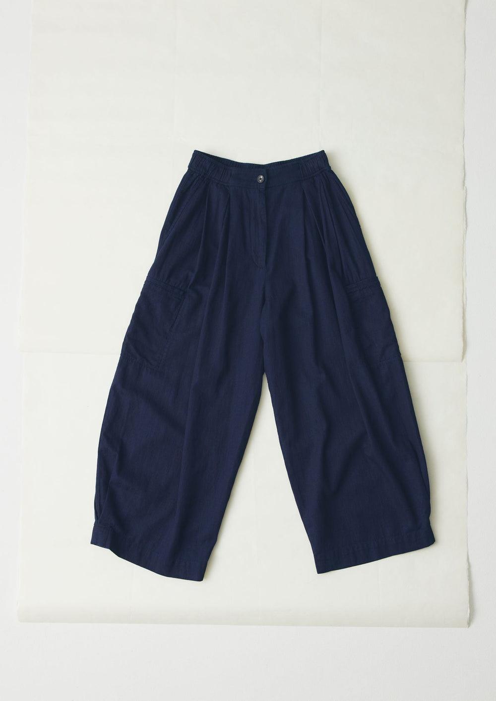Cotton Twill Wide Leg Pants | Indigo Product Image