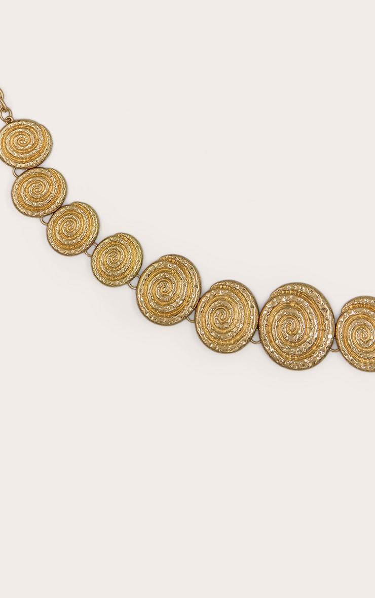 Gold Hammered Swirl Detail Chunky Chain Belt Product Image