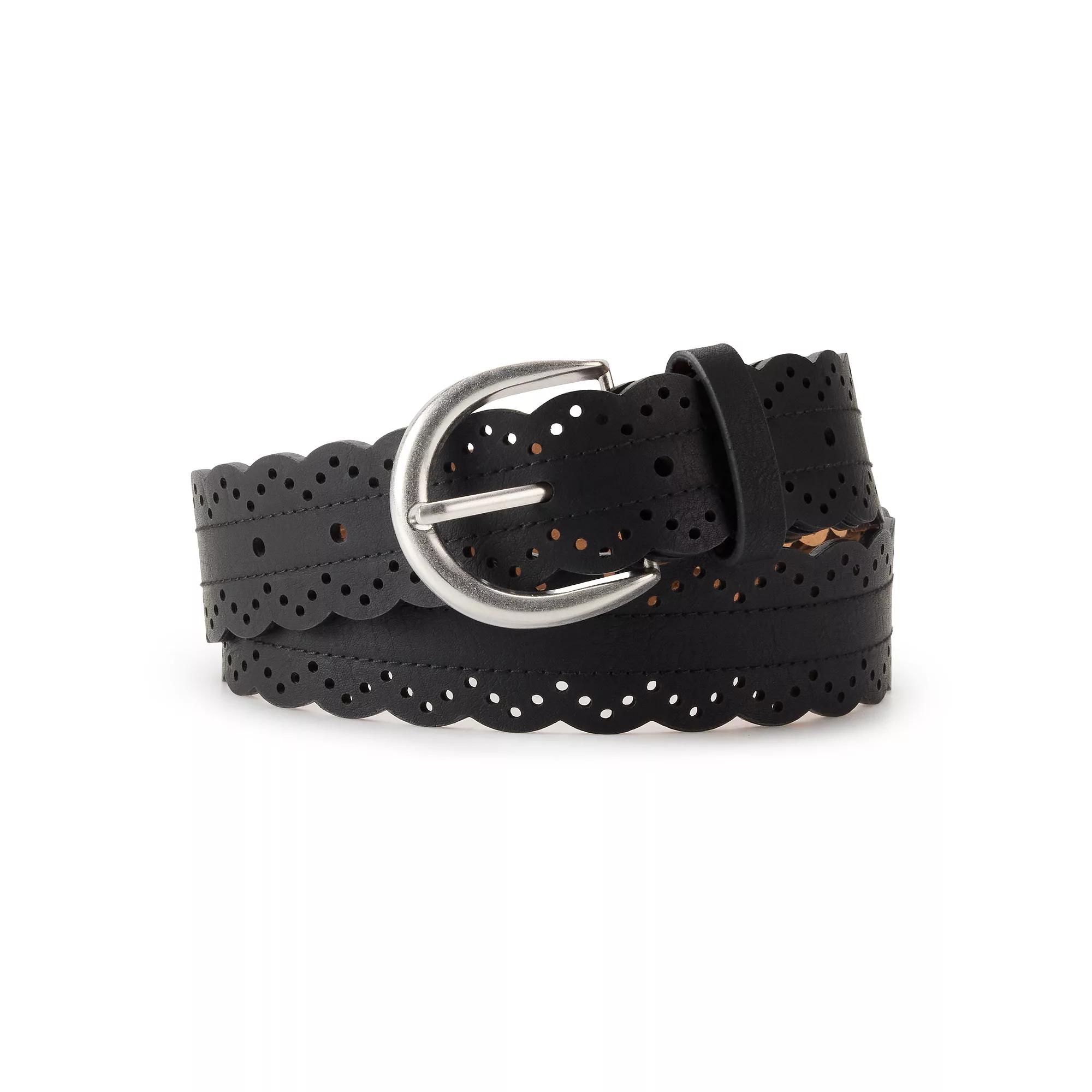 Women's Sonoma Goods For Life® Scalloped Edge Belt, Size: Large, Black Product Image