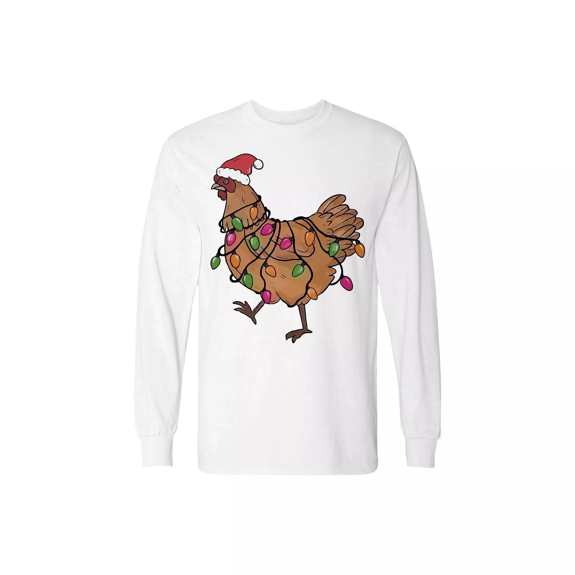 Men's Christmas Light Hen Long Sleeve Graphic Tee, Adult Unisex,  Product Image