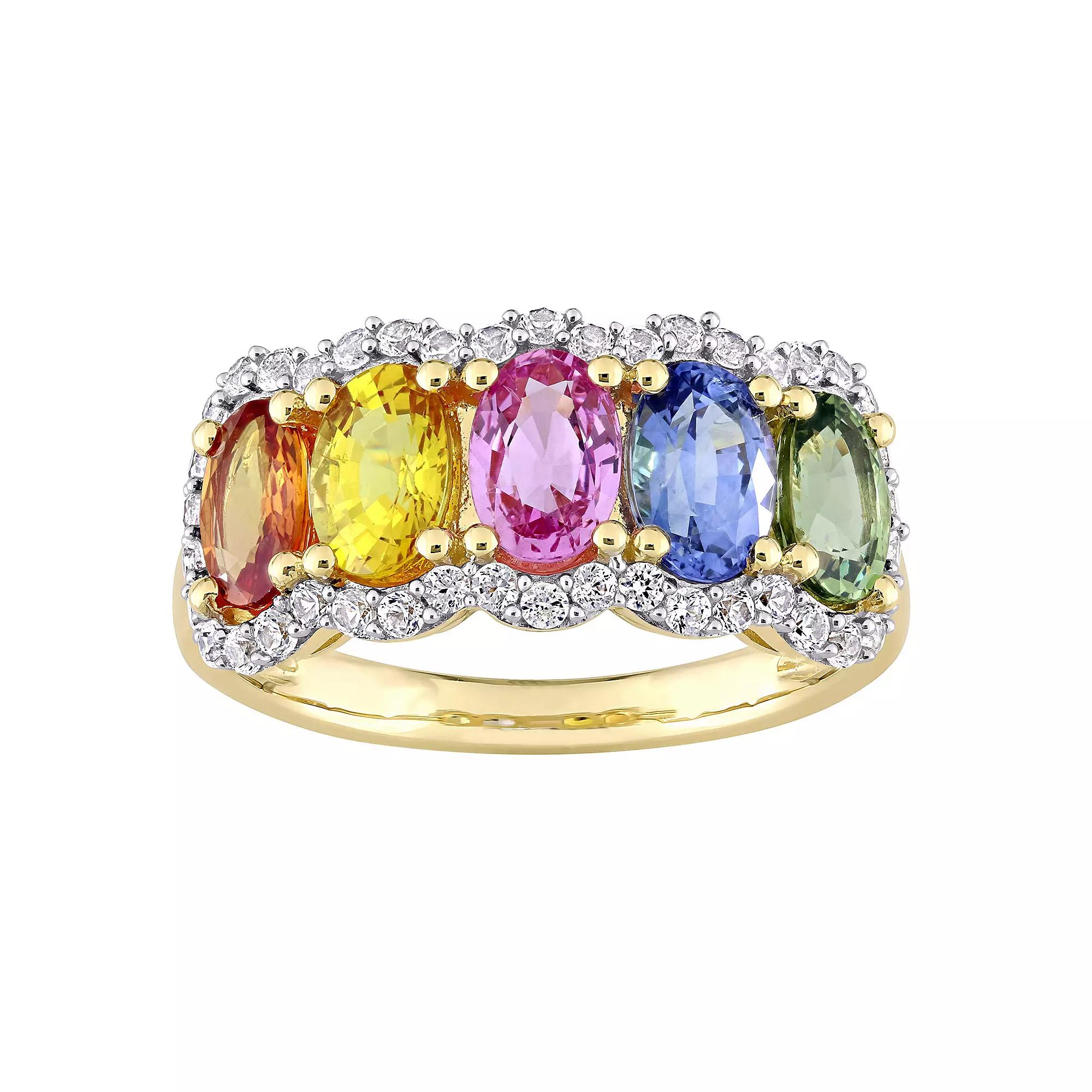 Stella Grace 14k Gold Multi-Color Sapphire 5-Stone Ring, Women's,  Product Image