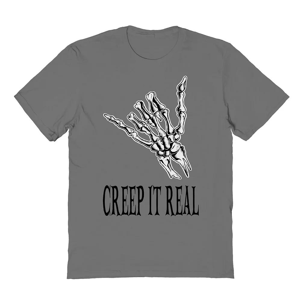 Men's Creep it Real Hand Halloween Graphic Tee, Size: Large, Grey Product Image