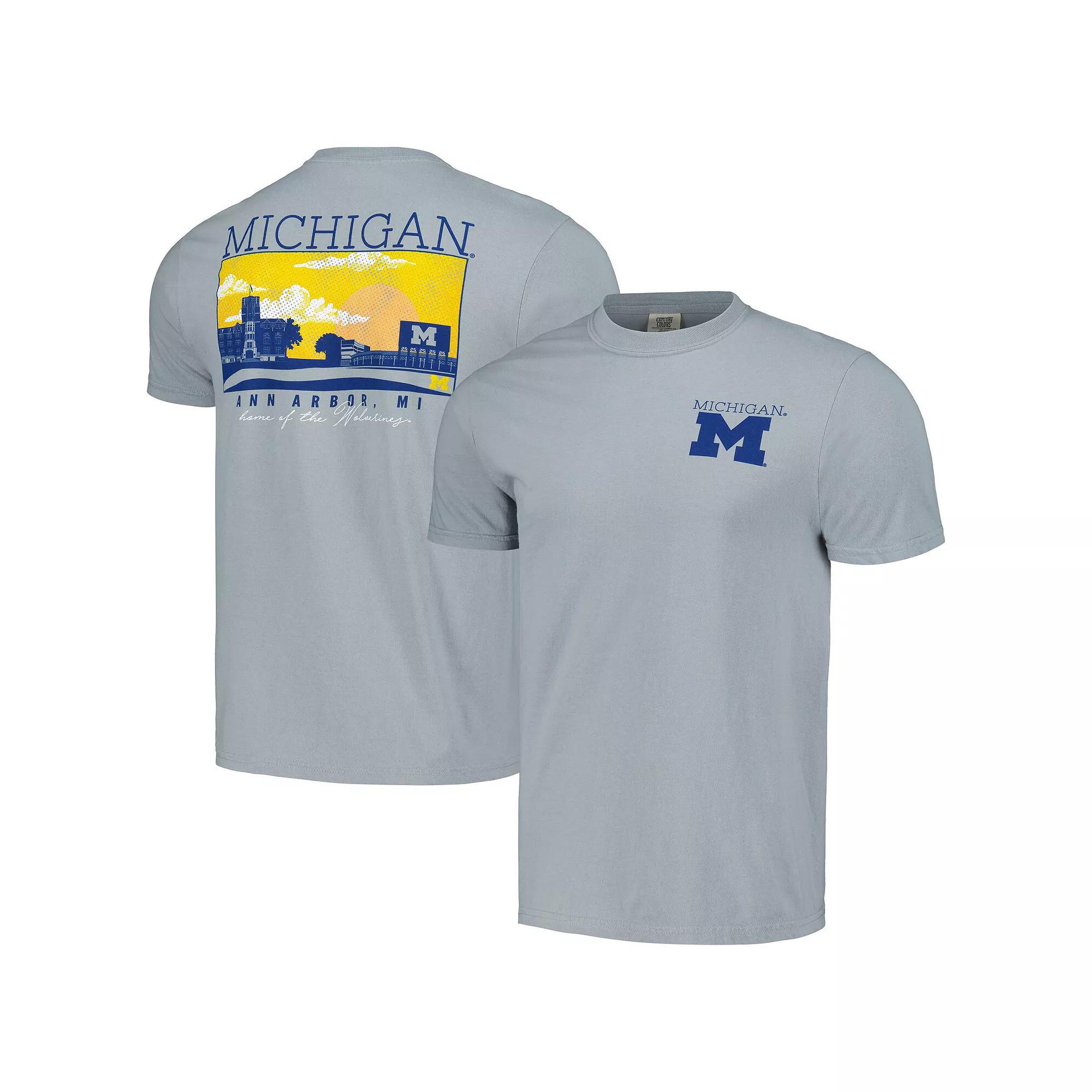 Men's Gray Michigan Wolverines Campus Scene Comfort Colors T-Shirt, Size: Large, Grey Product Image