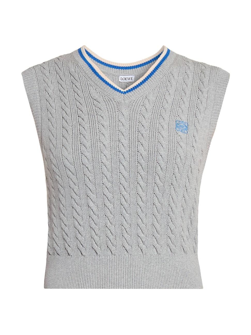 Womens Cable-Knit Cotton Sweater Vest Product Image
