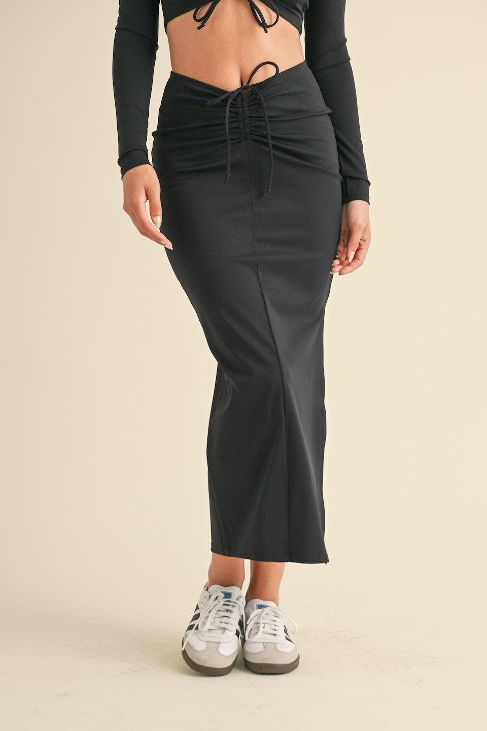 Ruched Side Slit Maxi Skirt Product Image