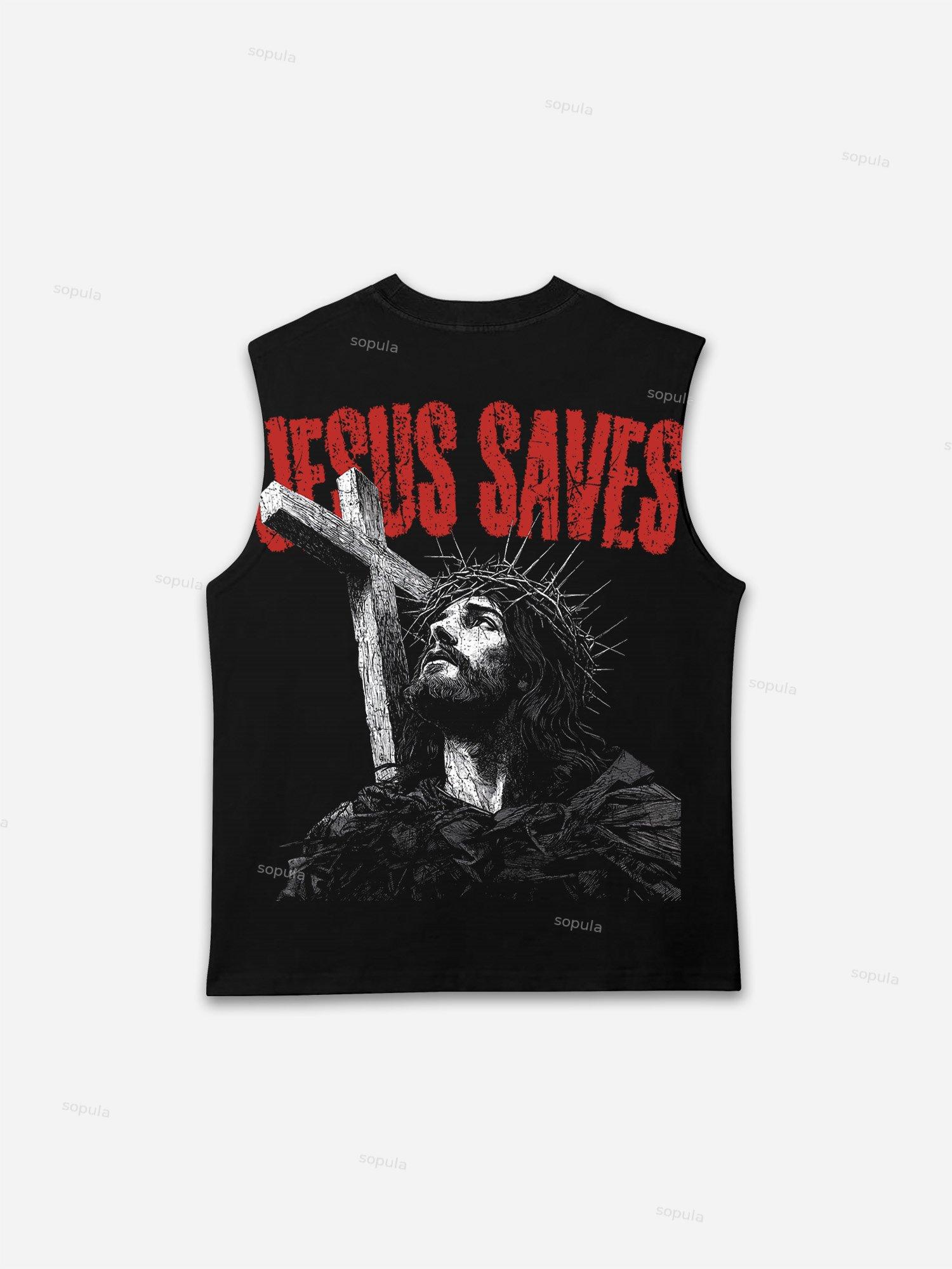 Jesus Save Graphic Print Tank Top Product Image