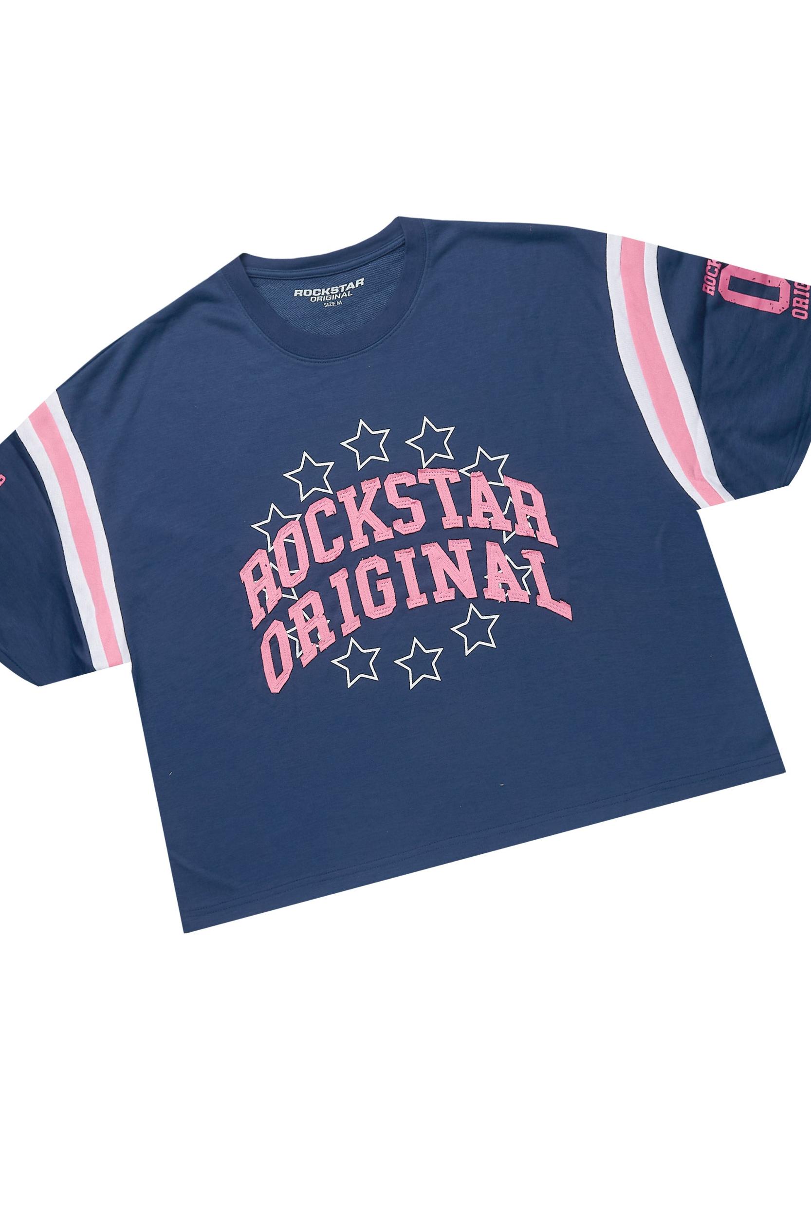 Ronnica Navy T-Shirt Short Set Female Product Image