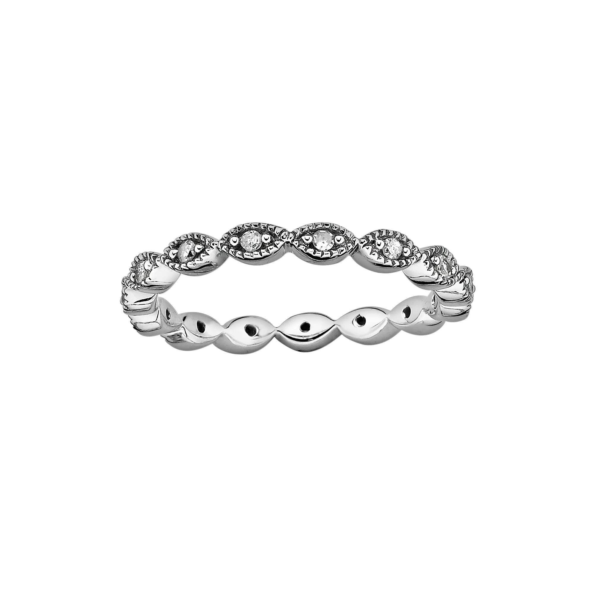 Stacks & Stones Sterling Silver 1/4-ct. T.W. Diamond Eternity Stack Ring, Women's, Size: 7 Product Image