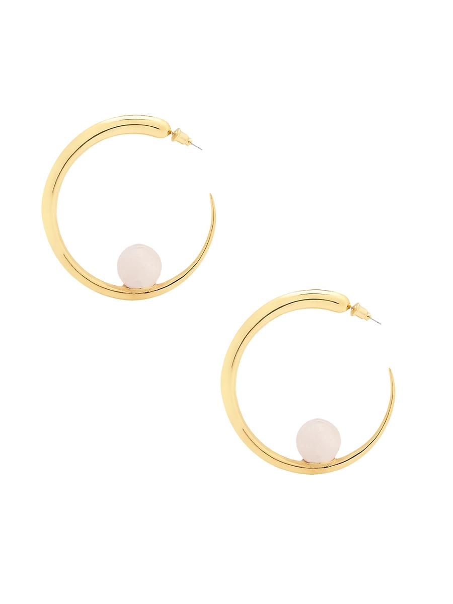 Womens Isha 18K Gold Vermeil & Rose Quartz Hoop Earrings Product Image