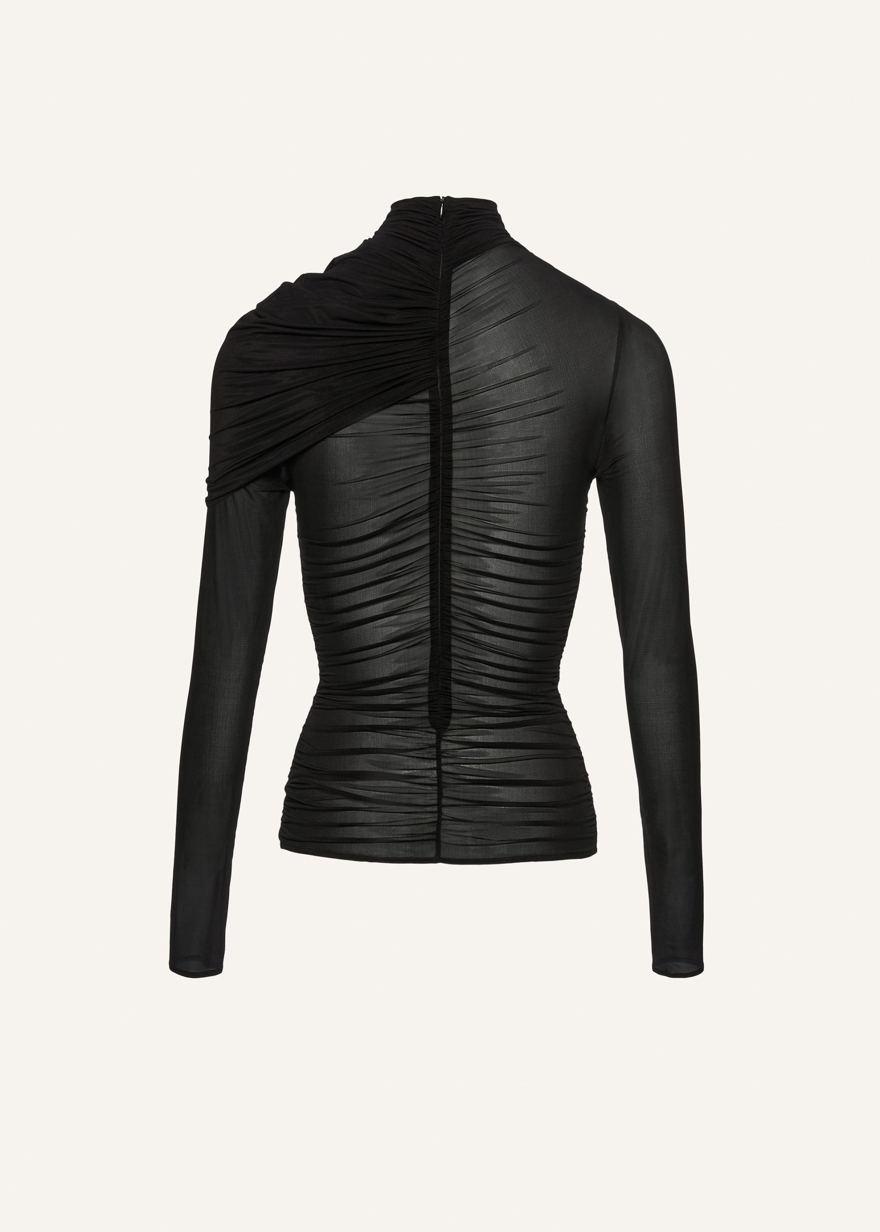 Ruched cape-effect top in black Product Image