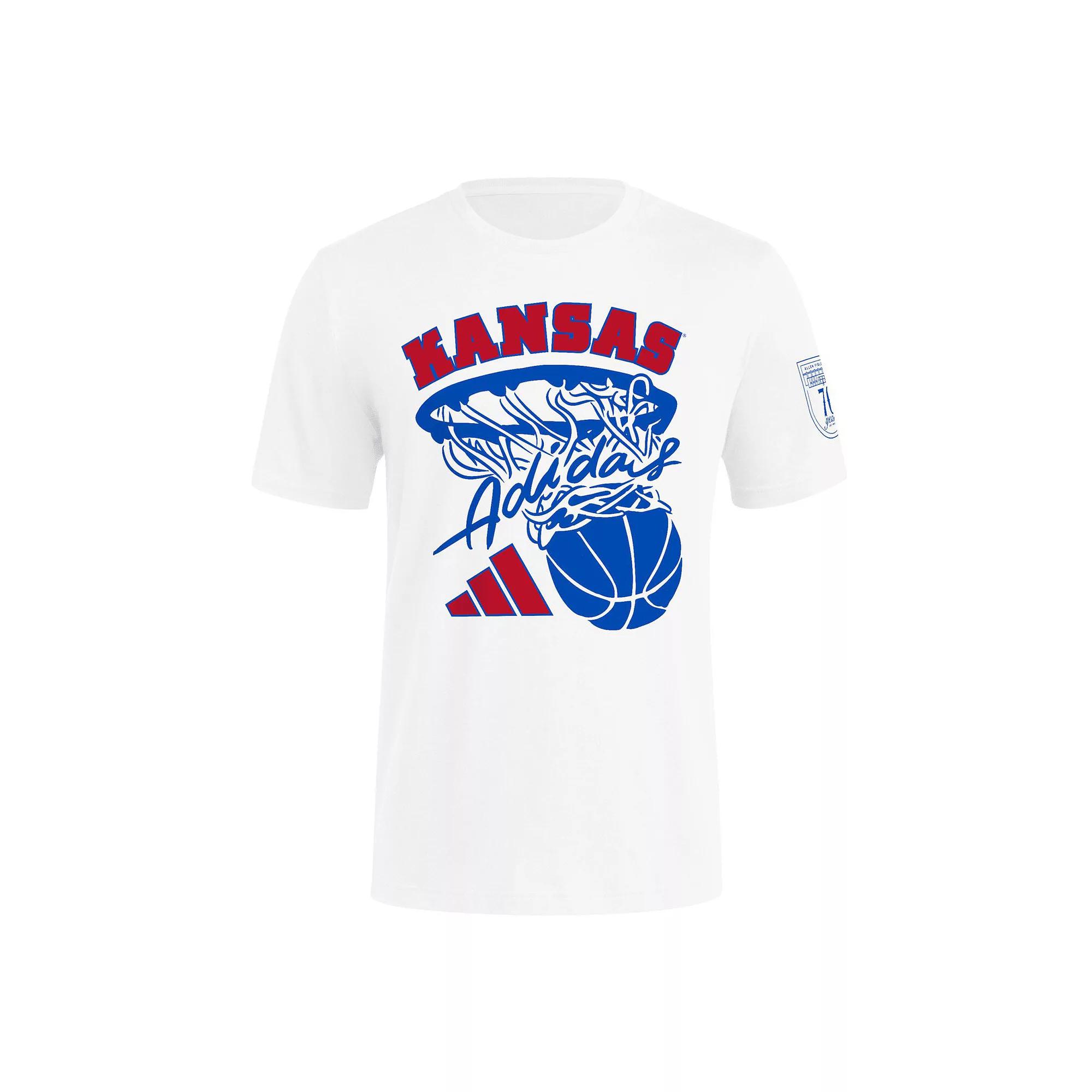Men's adidas White Kansas Jayhawks 70th Anniversary Basketball T-Shirt, Size: XL Product Image