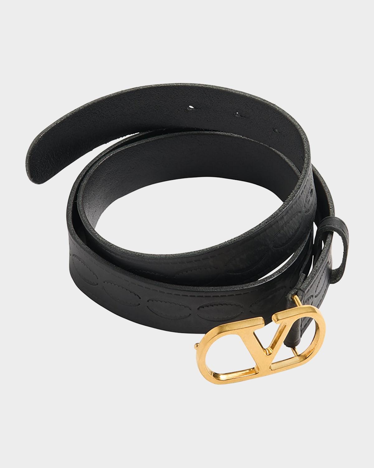 Mens Leather V Logo Buckle Belt Product Image