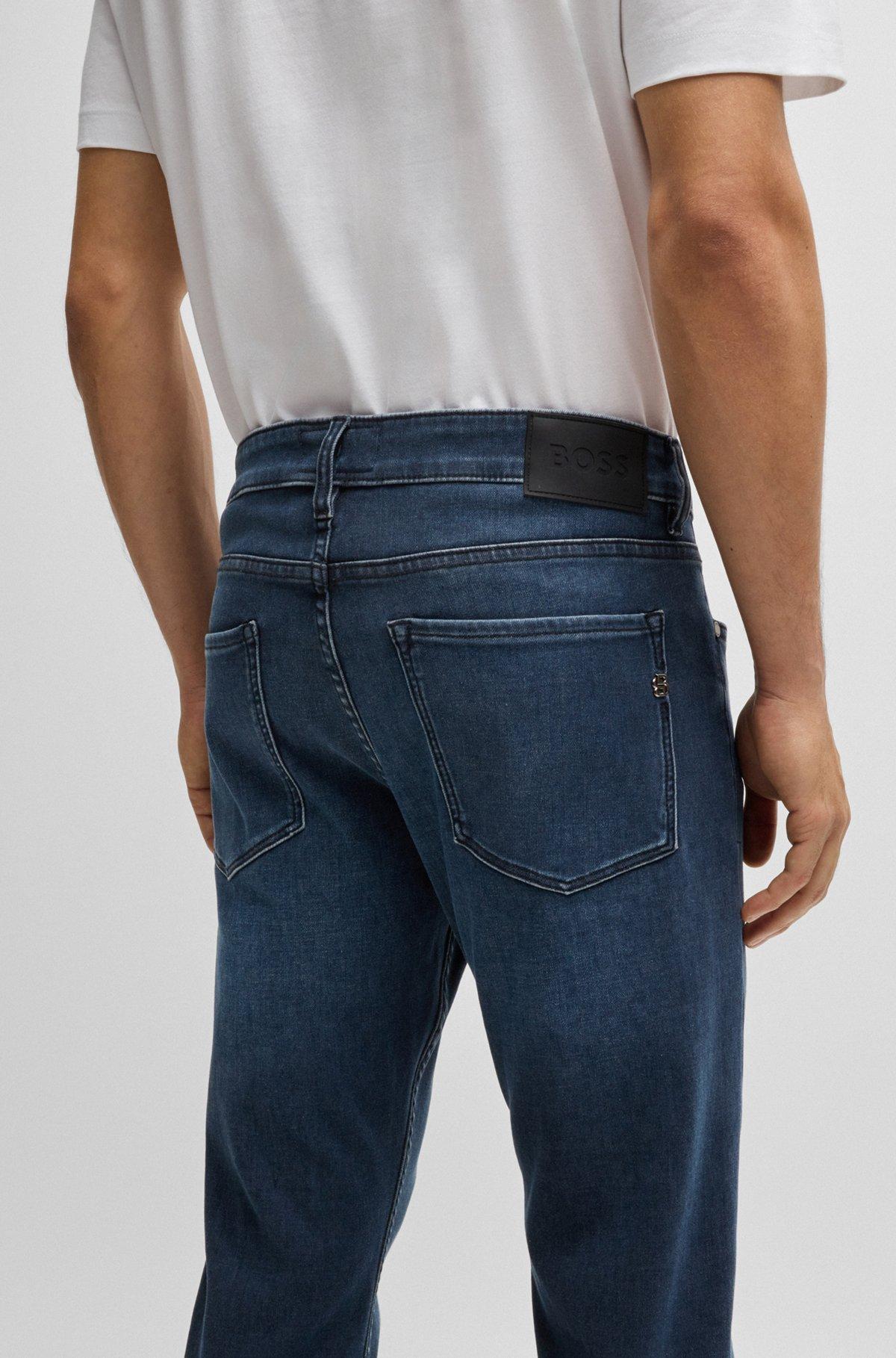 Slim-fit jeans in blue knitted stretch denim Product Image